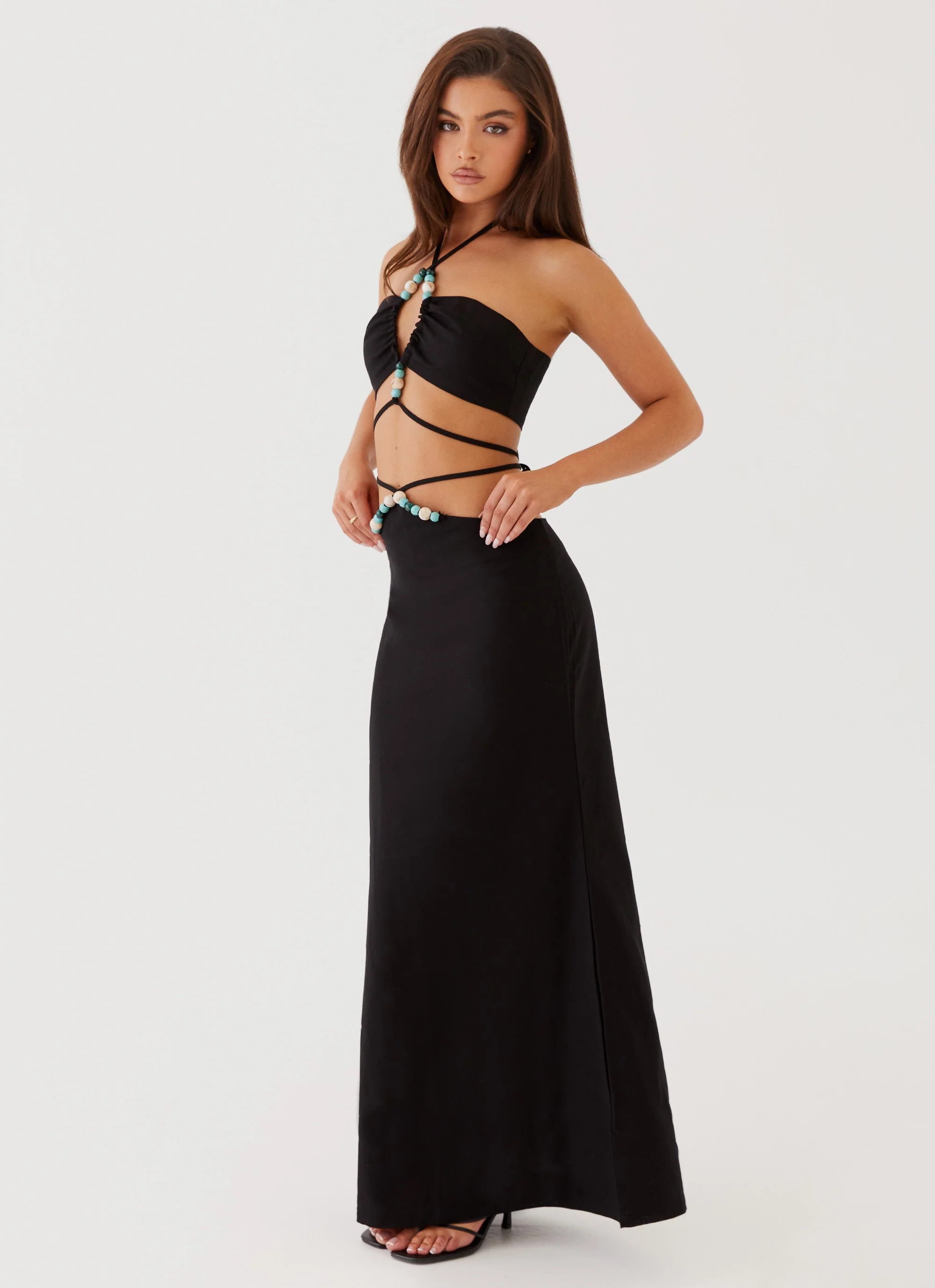 Neveah Beaded Halter Top - Black - Image 3