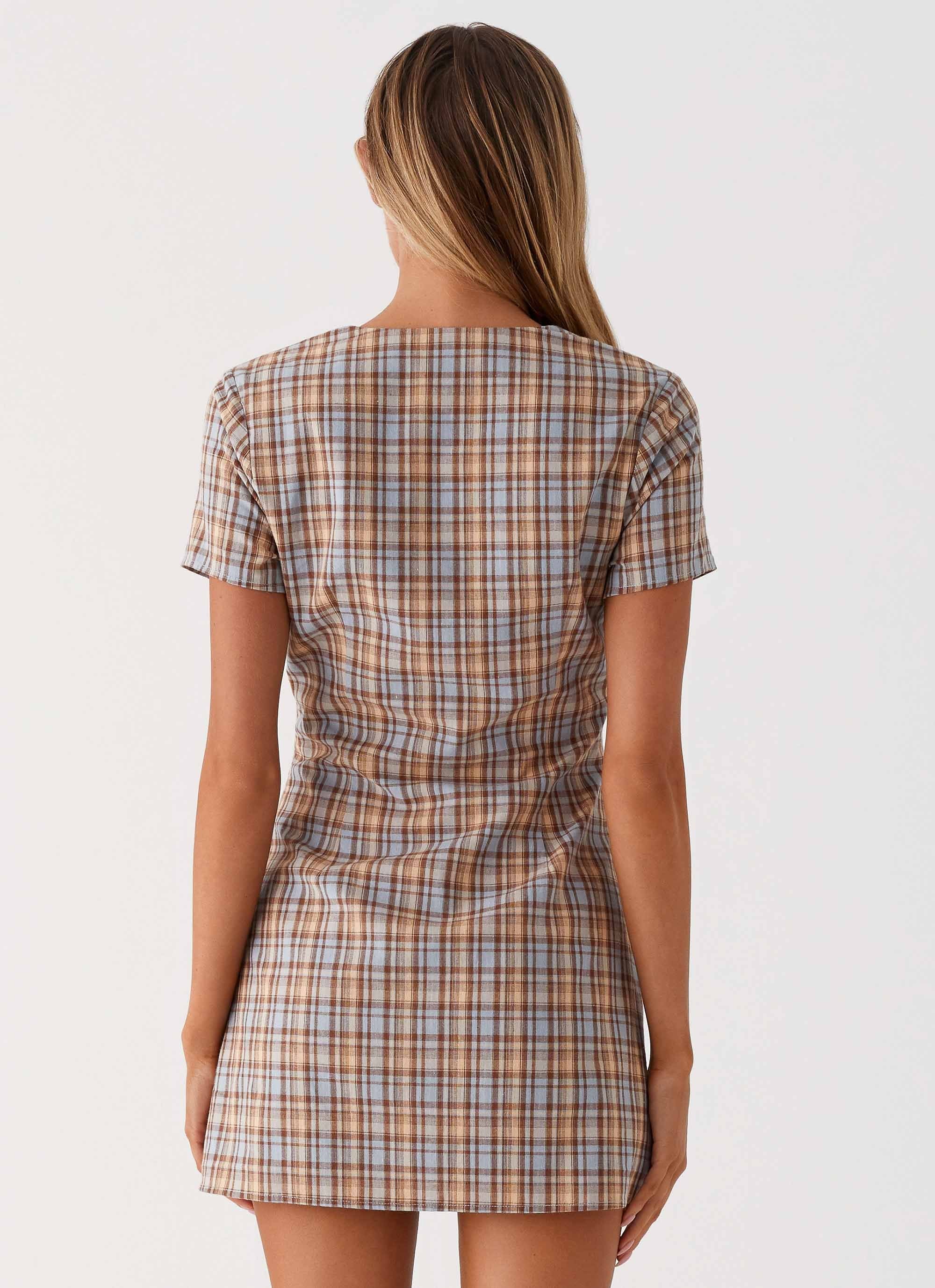 Niki Cap Sleeve Mini Dress - Check - Image 4