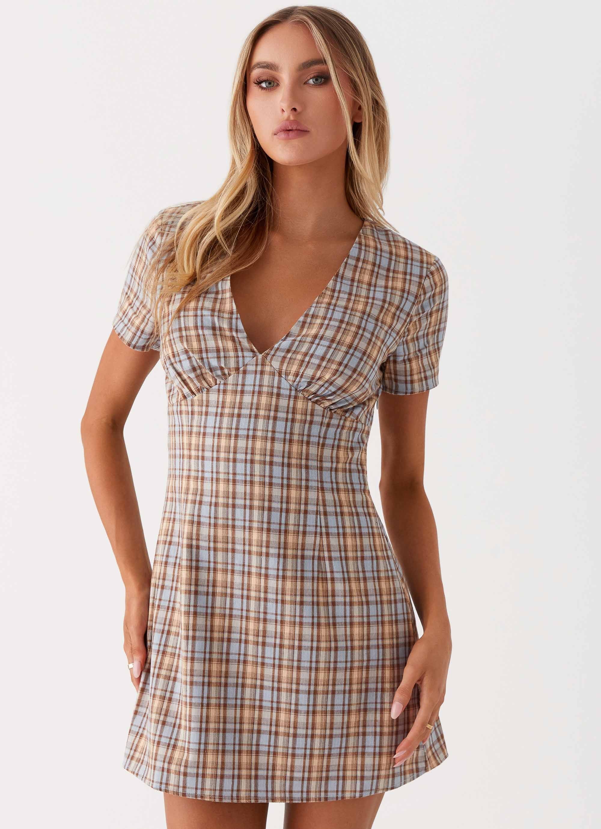 Niki Cap Sleeve Mini Dress - Check - Image 6