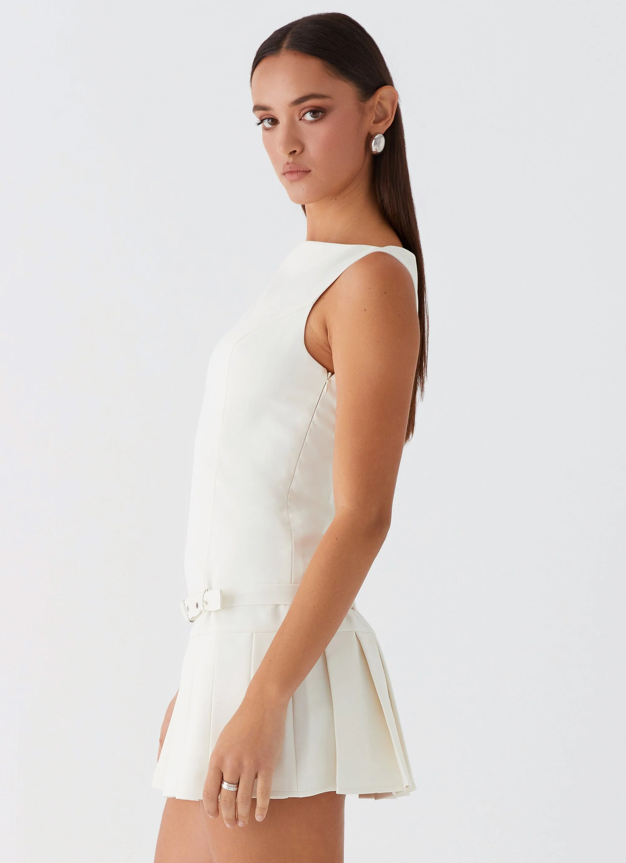 No More Excuses Belt Mini Dress - Ivory - Image 3