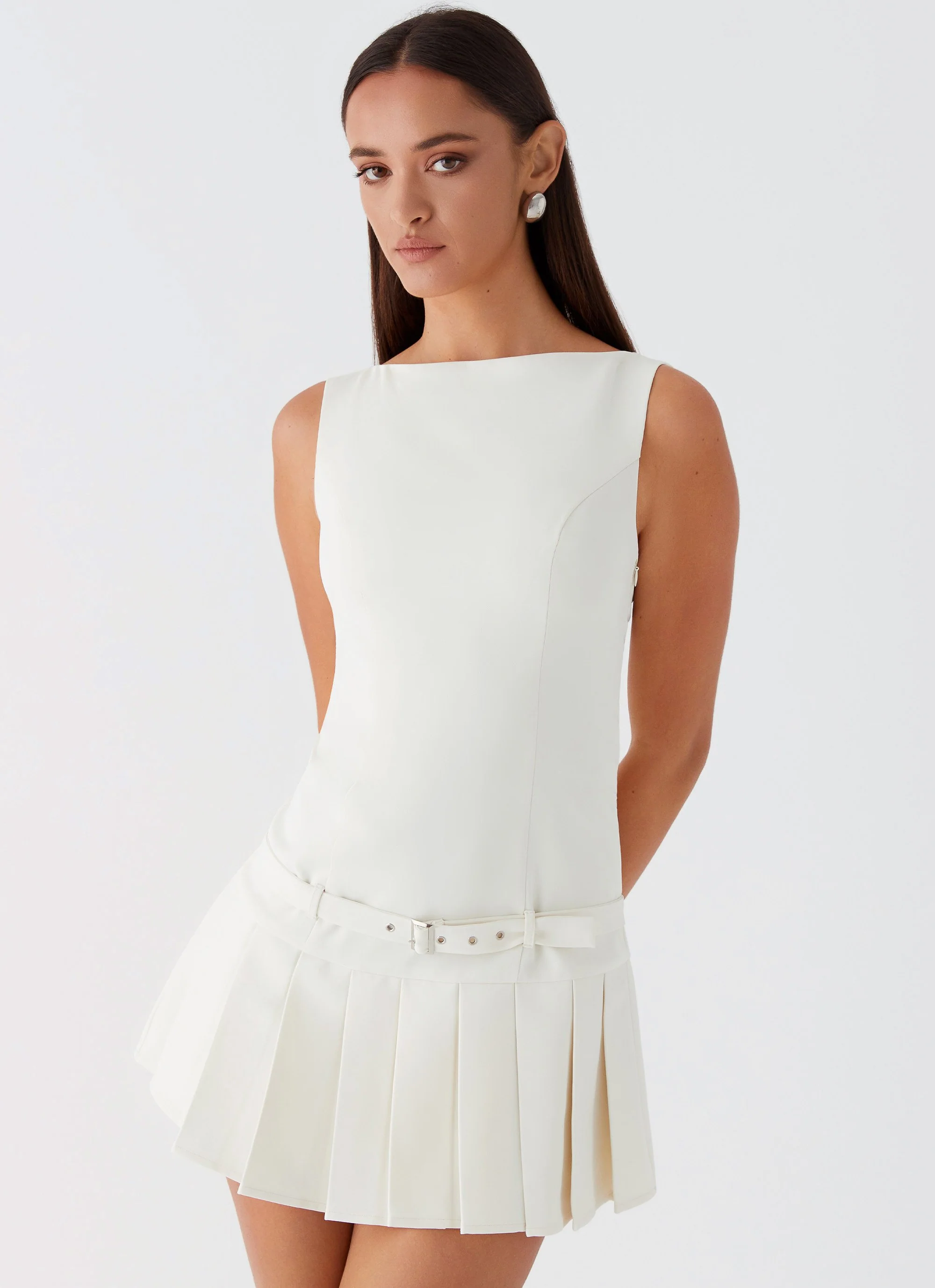 No More Excuses Belt Mini Dress - Ivory - Image 5