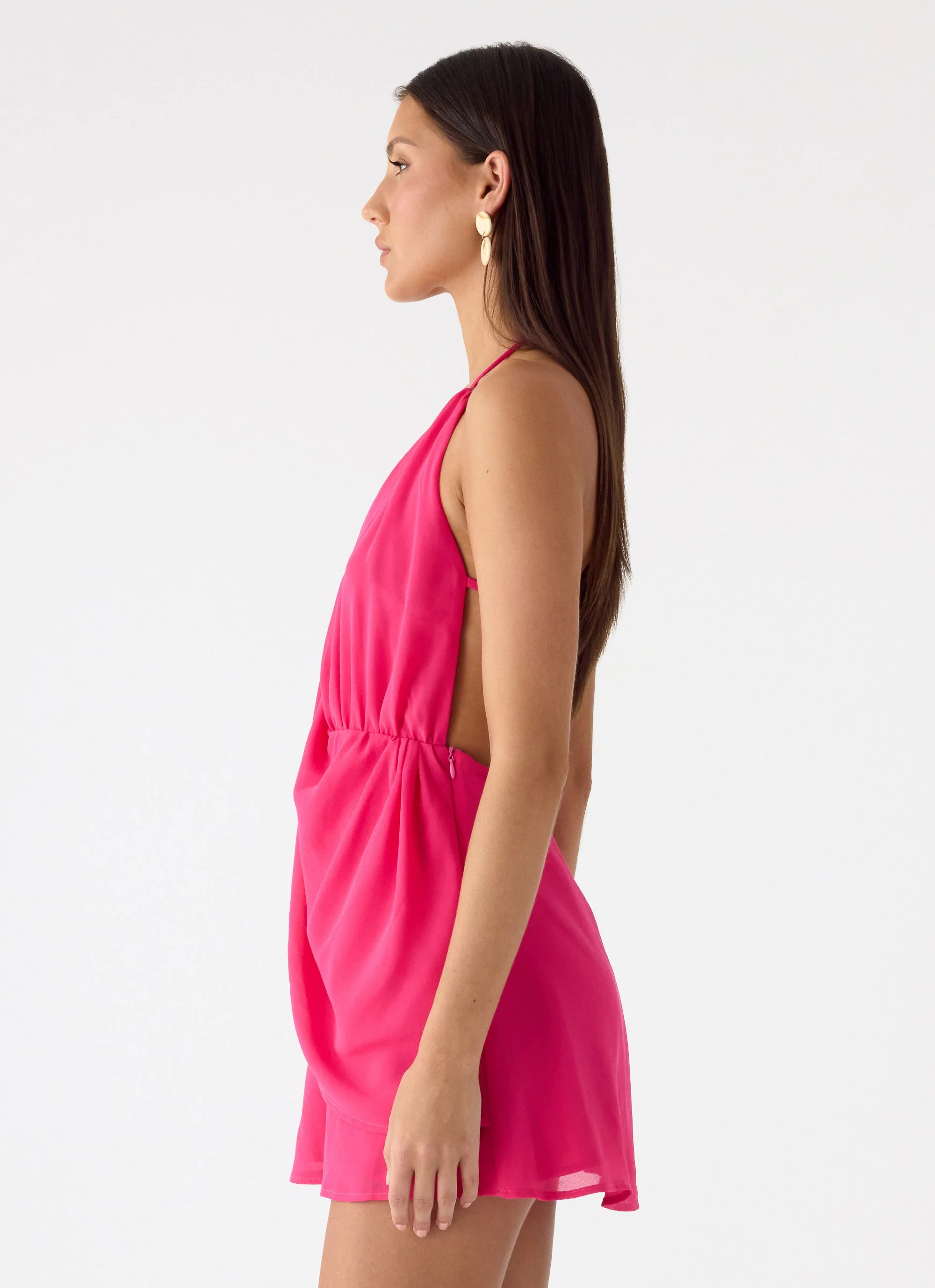 Nona Chiffon Mini Dress - Fuchsia - Image 4