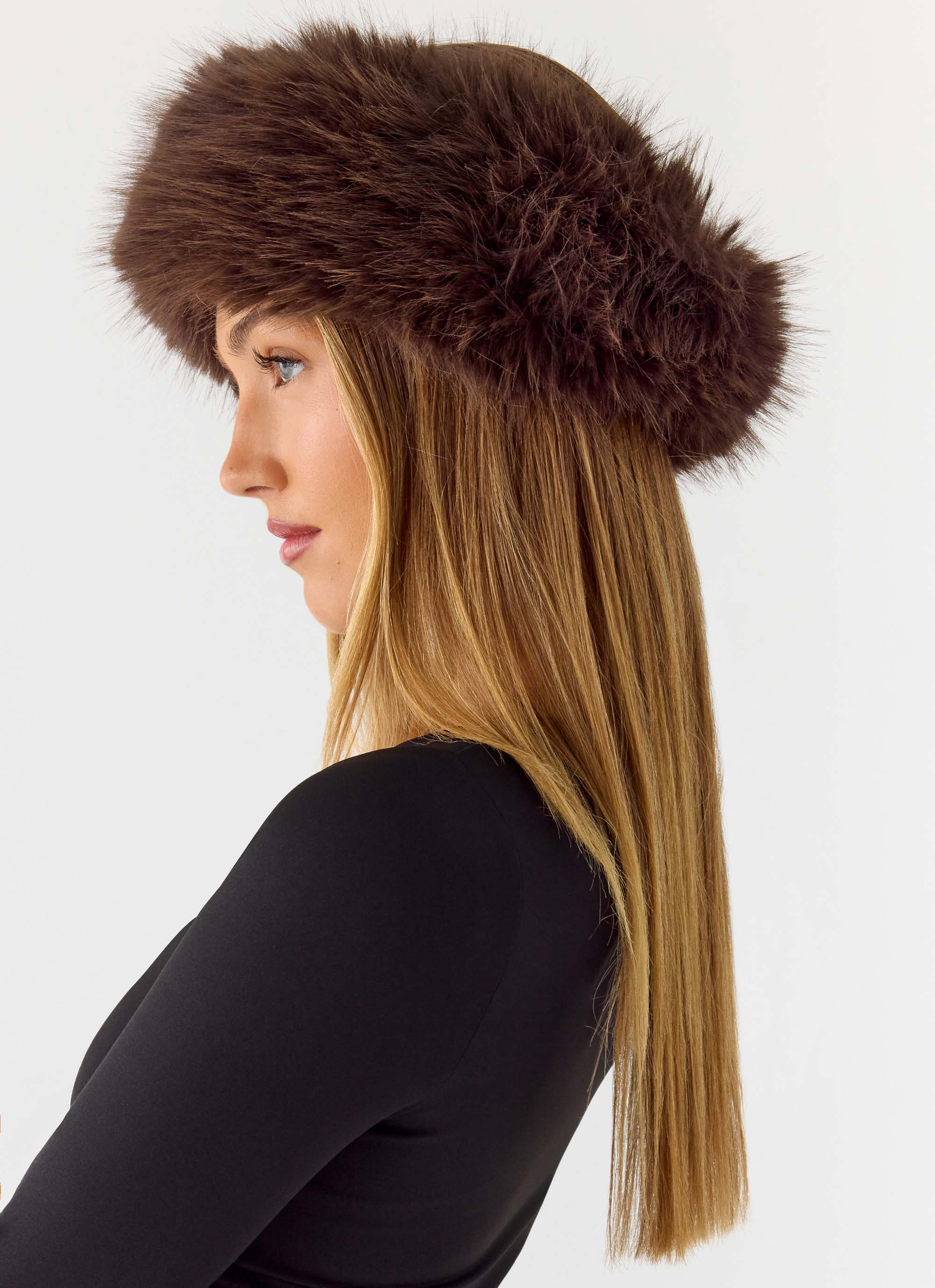 North Pole Faux Fur Headband - Chocolate - Image 3