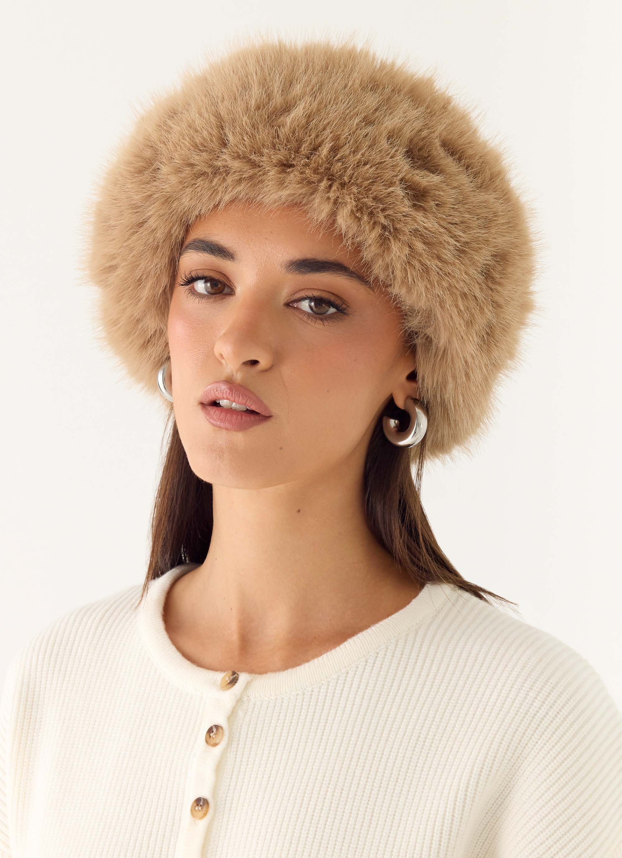 North Pole Faux Fur Headband - Cream - Image 2