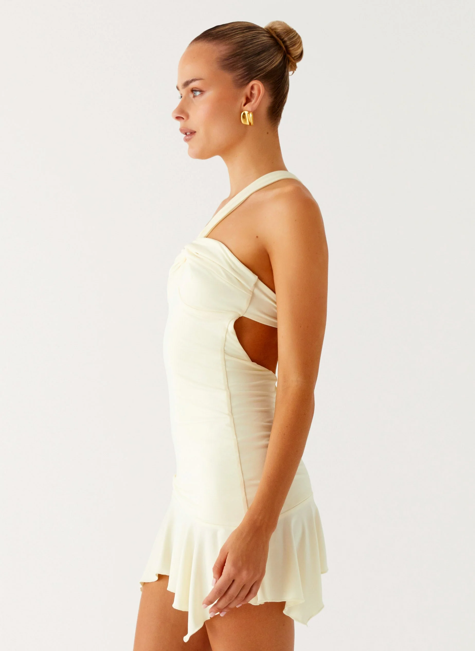 Not Your Fan Cut Out Mini Dress - Yellow - Image 3