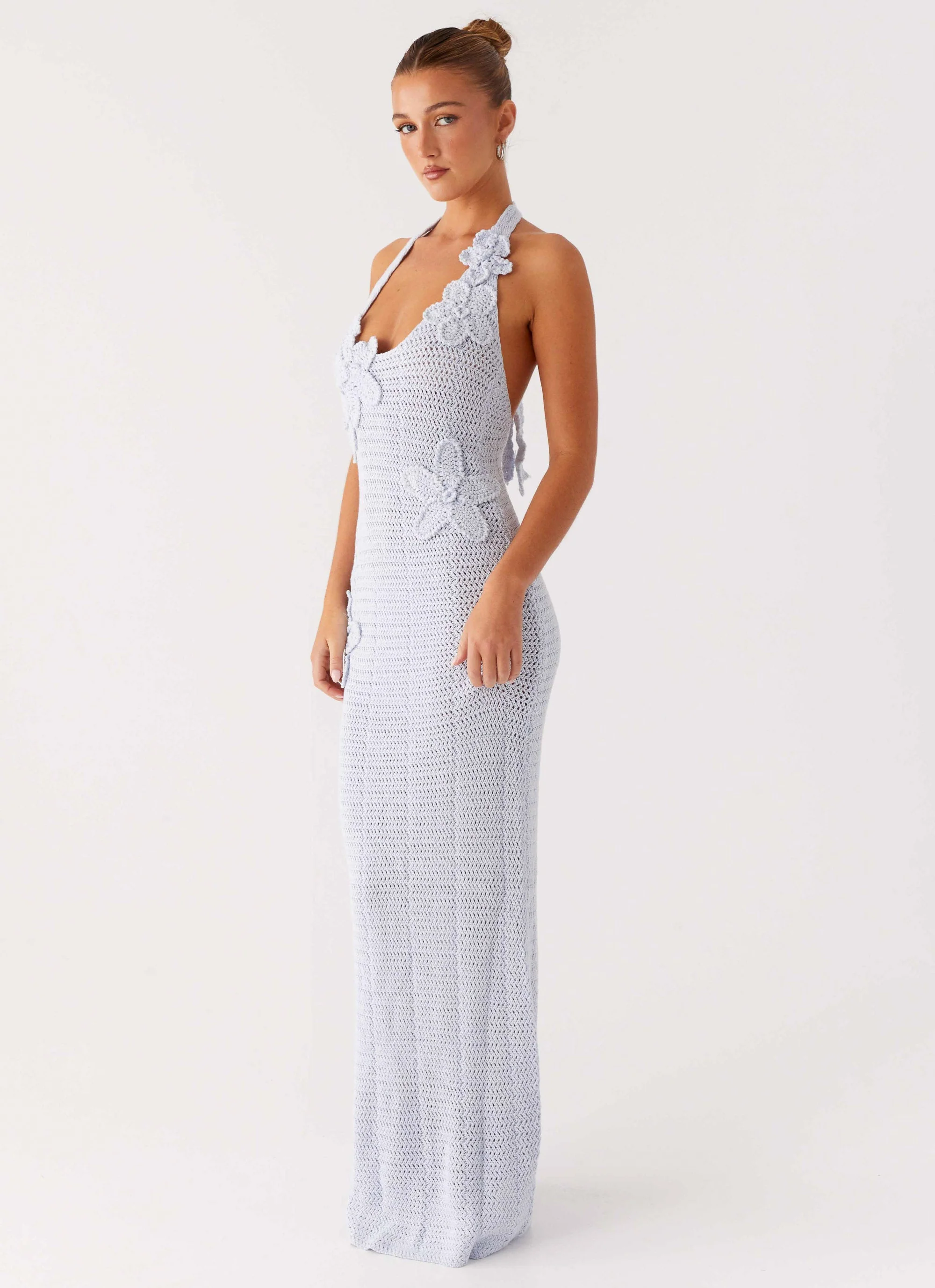 Novalee Flower Crochet Maxi Dress - Blue - Image 4