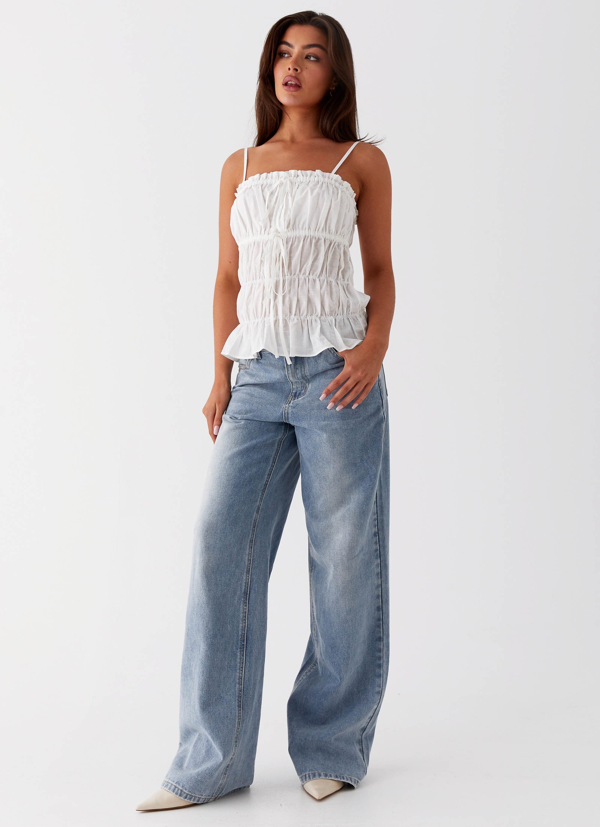 Novelle Ruched Top - White - Image 5