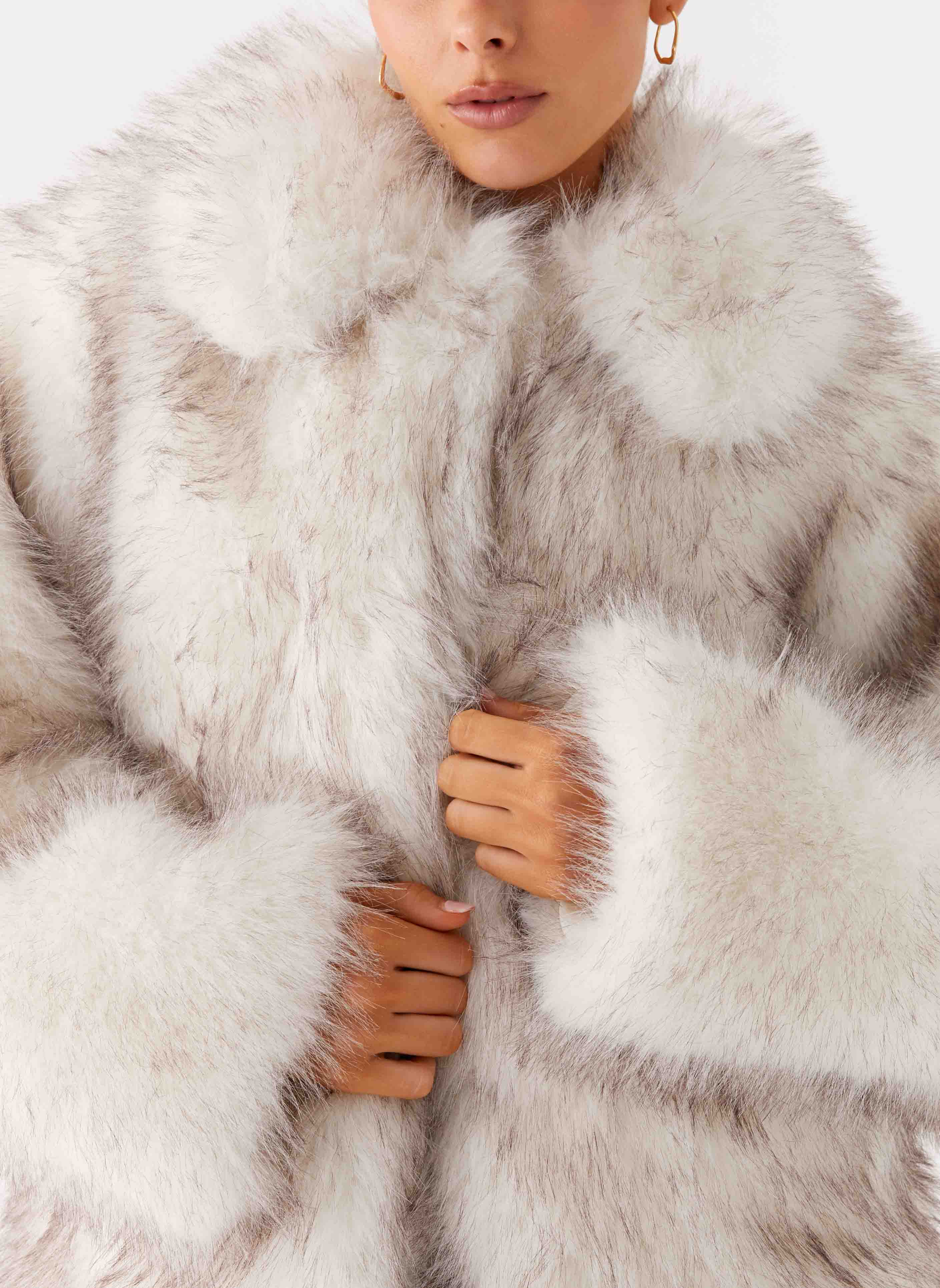 Novera Faux Fur Jacket - White Grey - Image 8