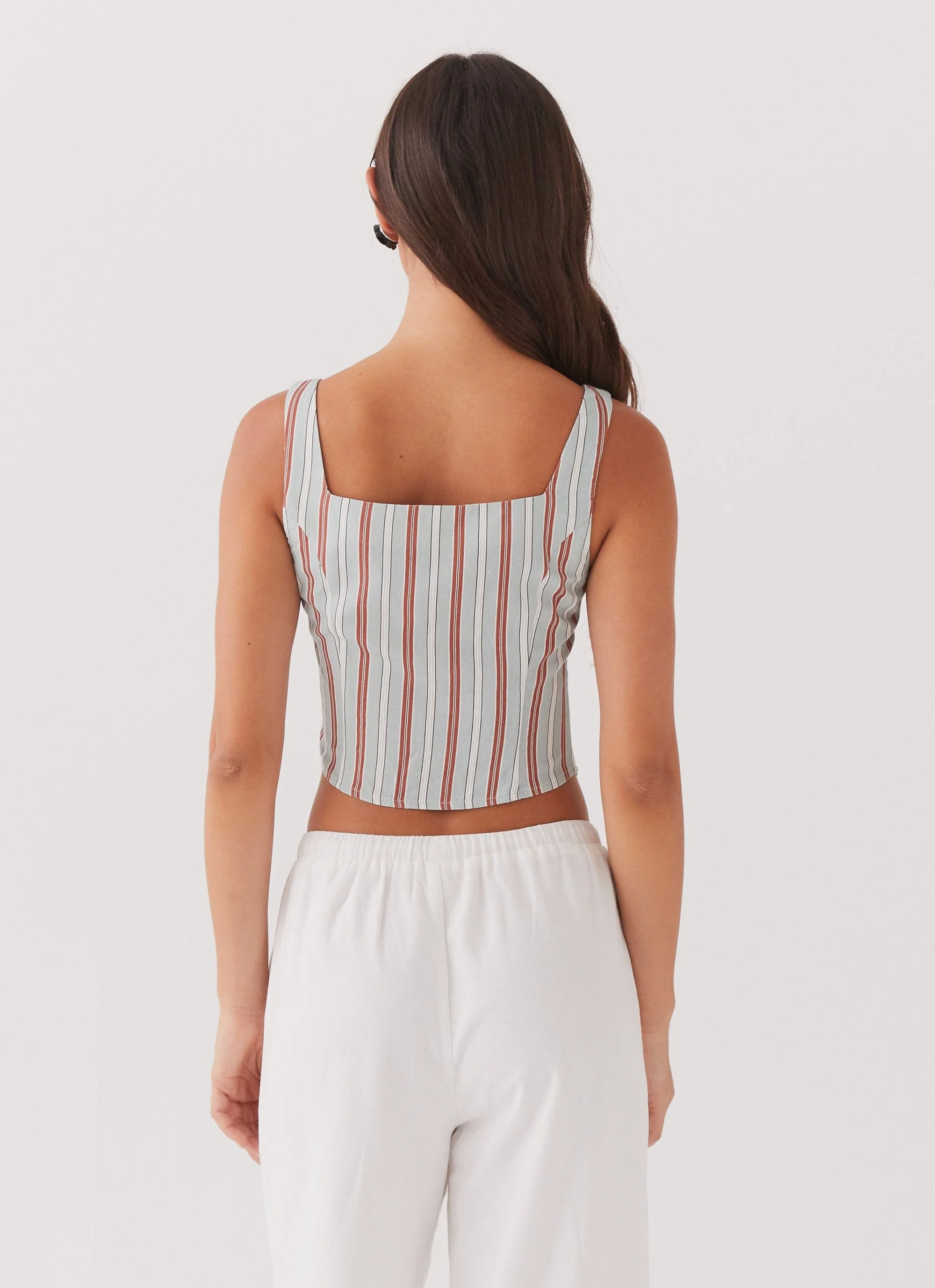 Oasis Dreams Linen Tie Top - Coastal Stripe - Image 4