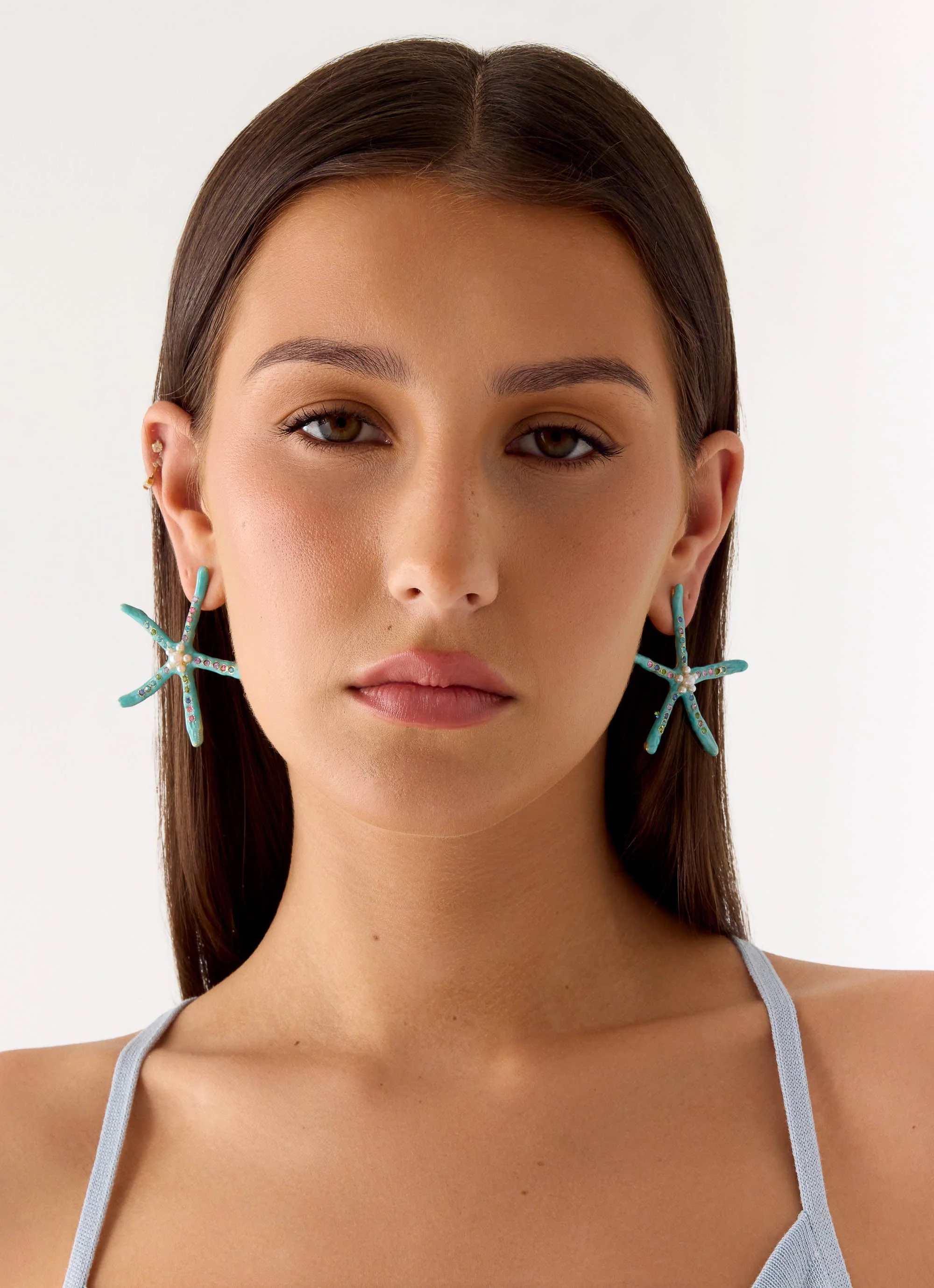 Ocean Glint Earrings - Blue - Image 3