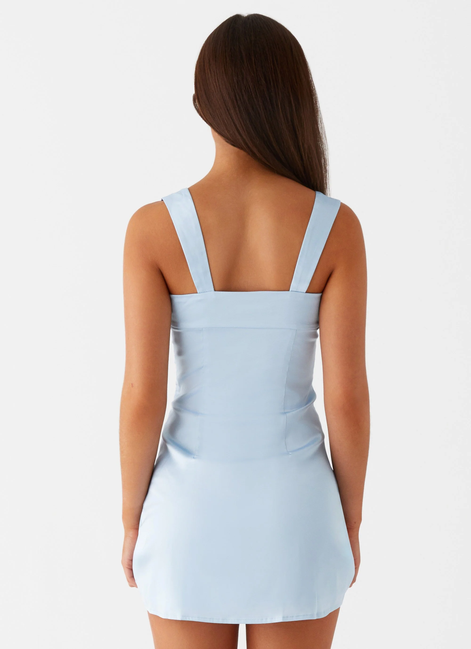Odette Satin Mini Dress - Blue - Image 4