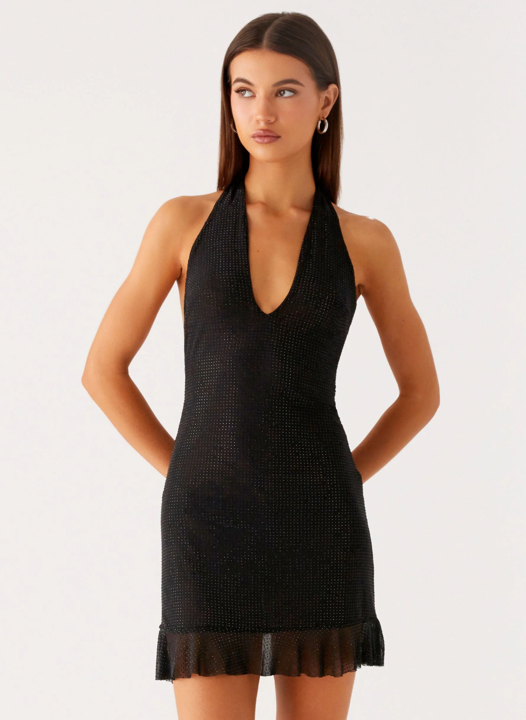 Odrella Sequin Mini Dress - Black - Image 6