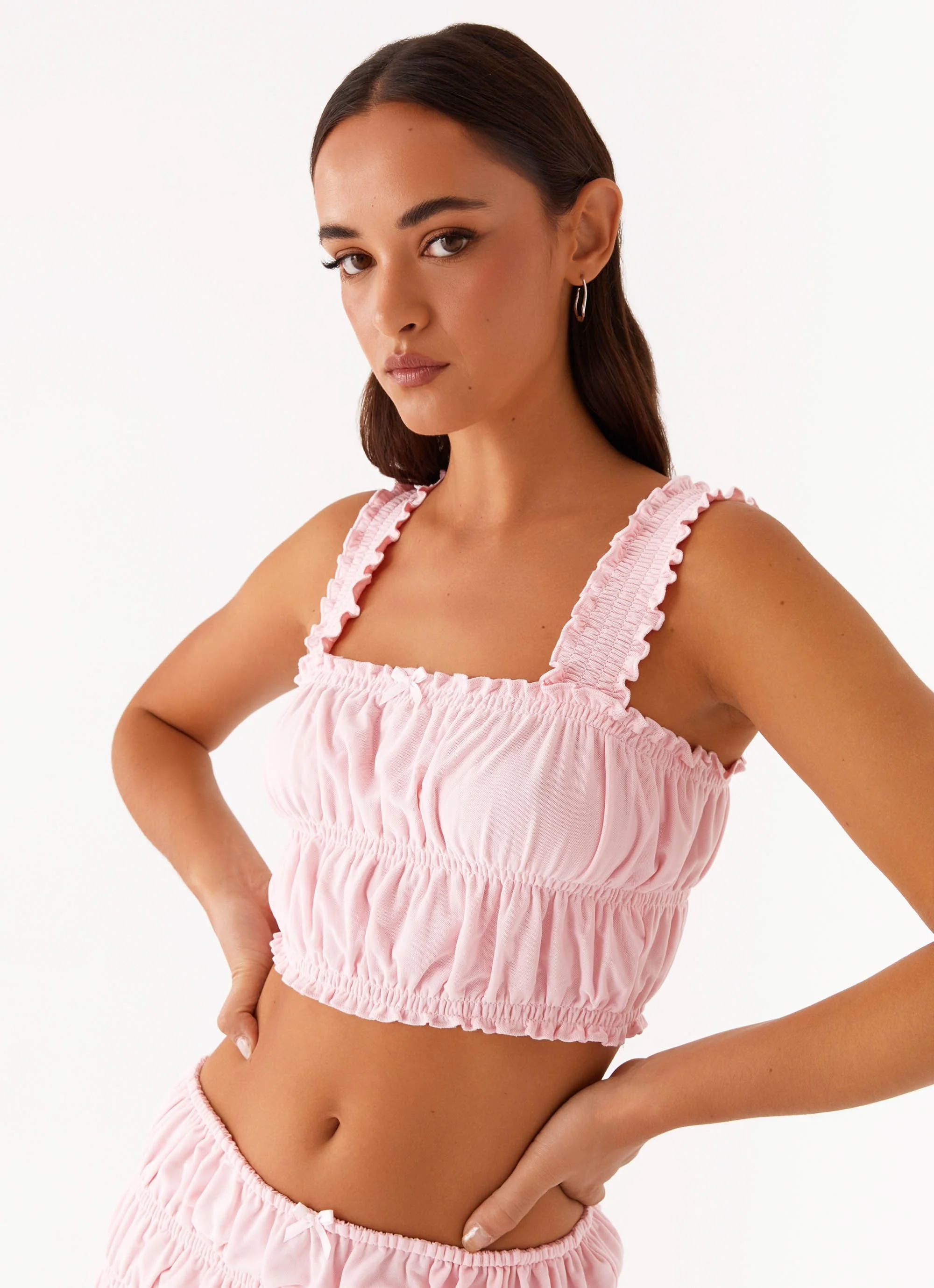 Off By Heart Shirred Top - Blush - Image 5
