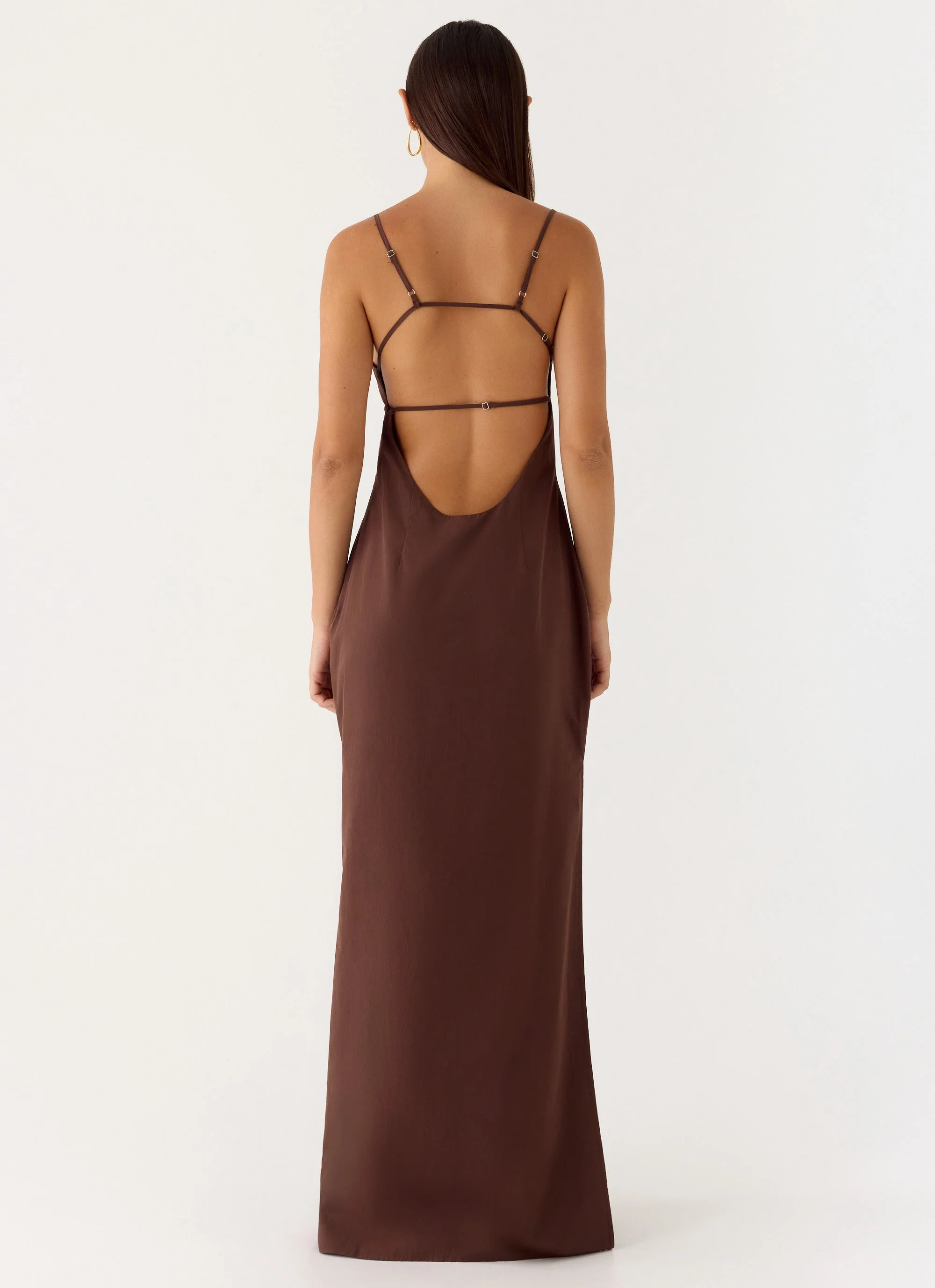 Off The Table Linen Maxi Dress - Chocolate - Image 3