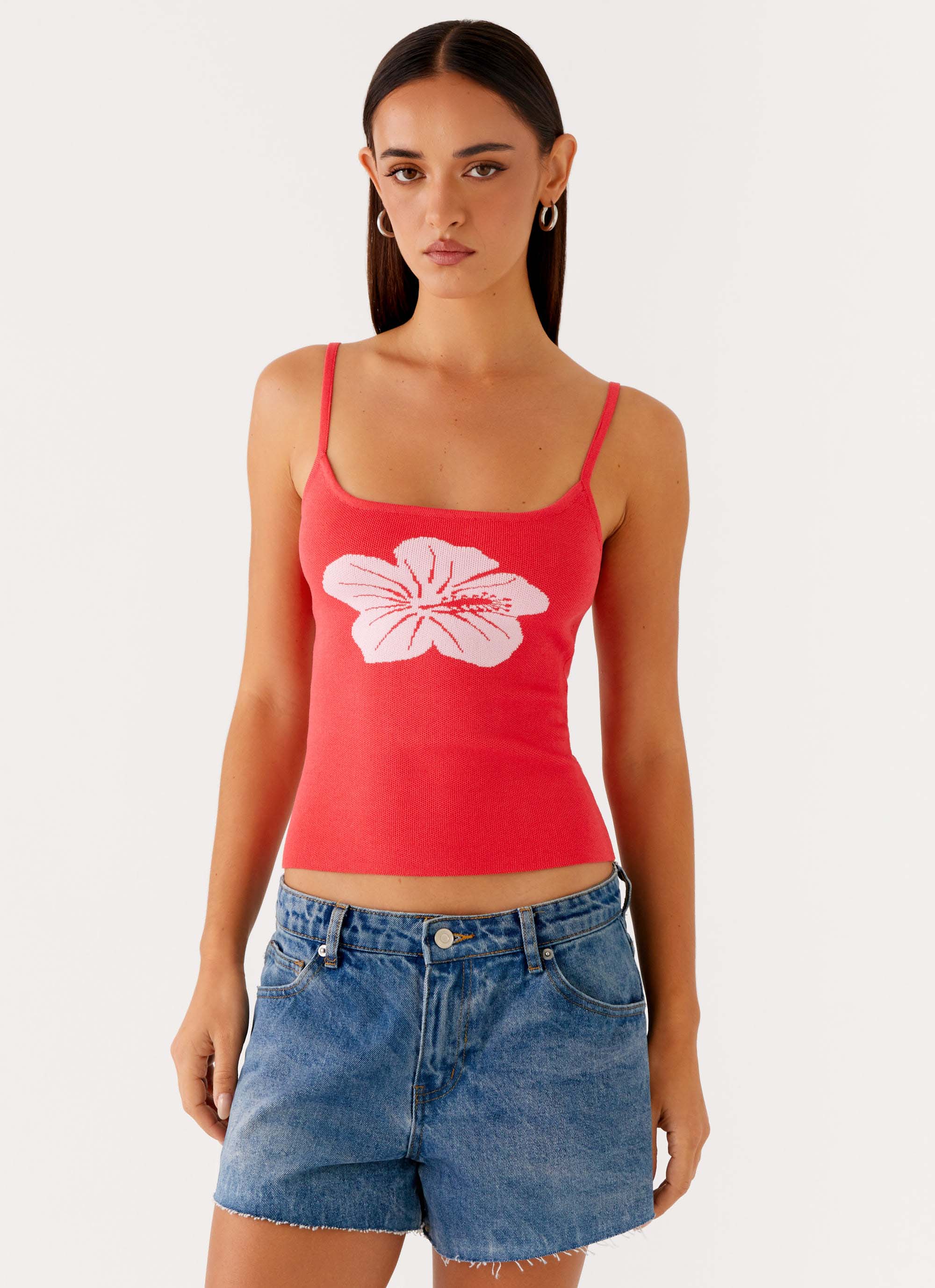 Ofira Knit Tank Top - Red Floral - Image 3