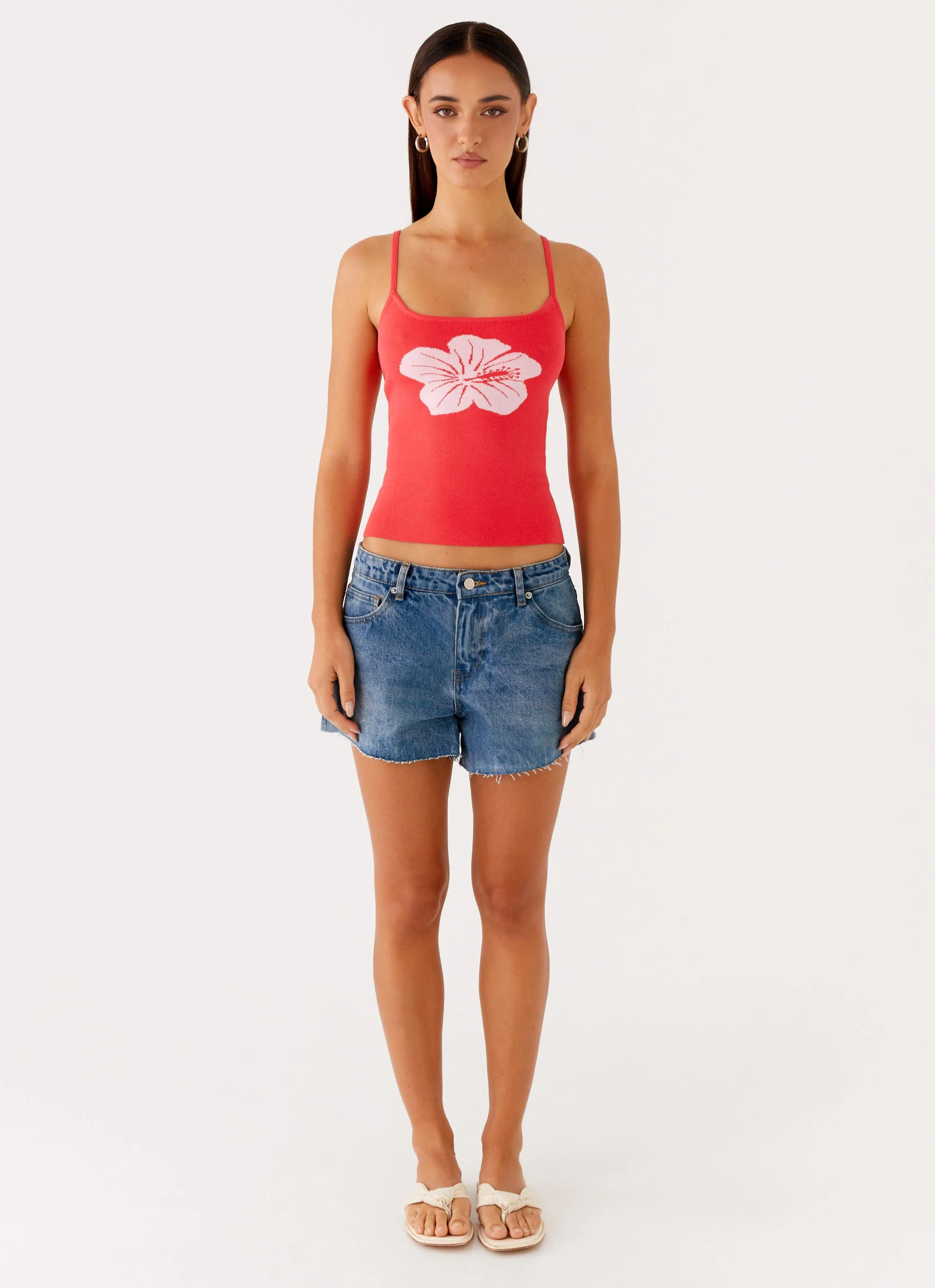 Ofira Knit Tank Top - Red Floral - Image 6