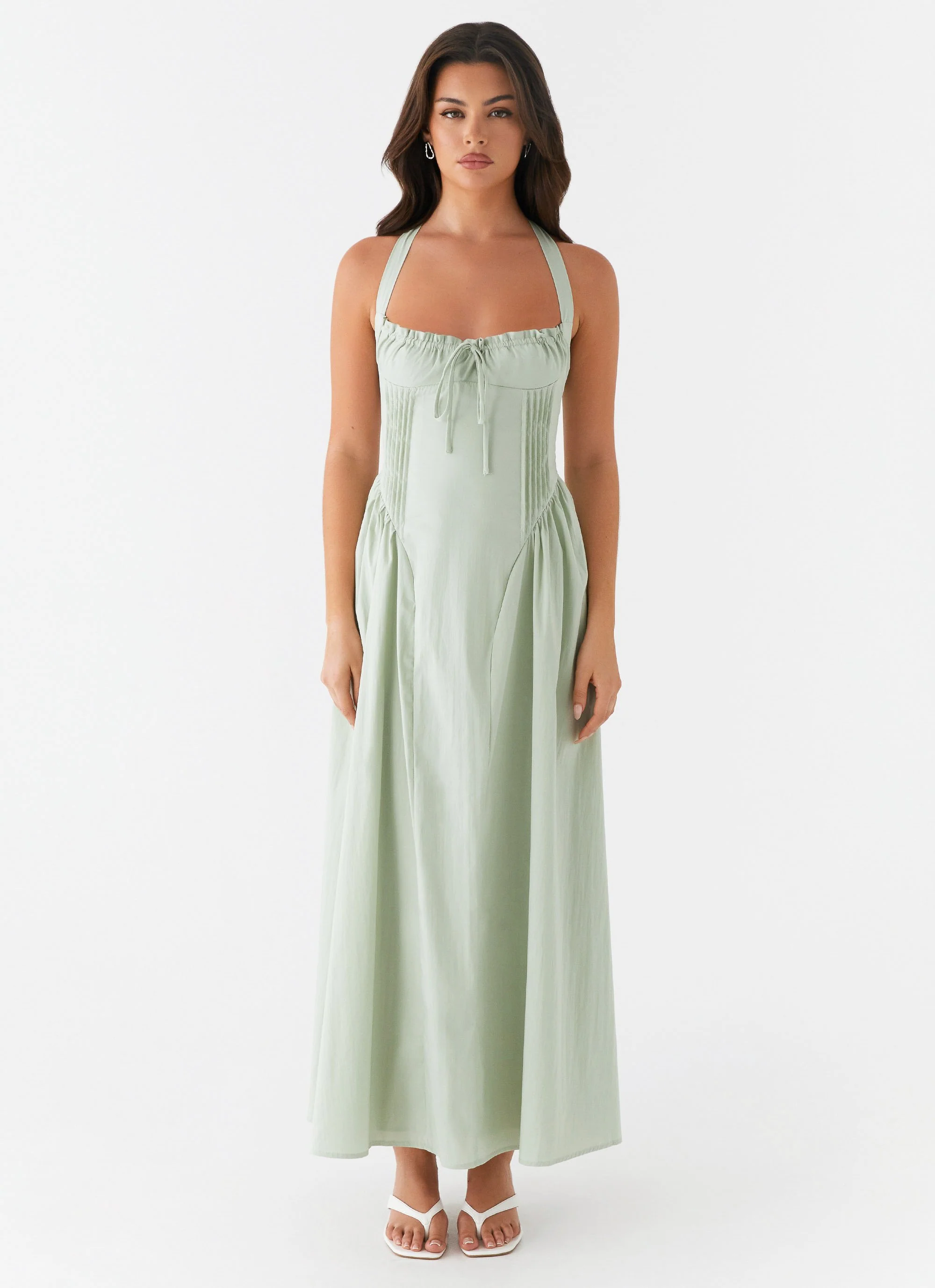 Olenna Halterneck Midi Dress - Sage - Image 2