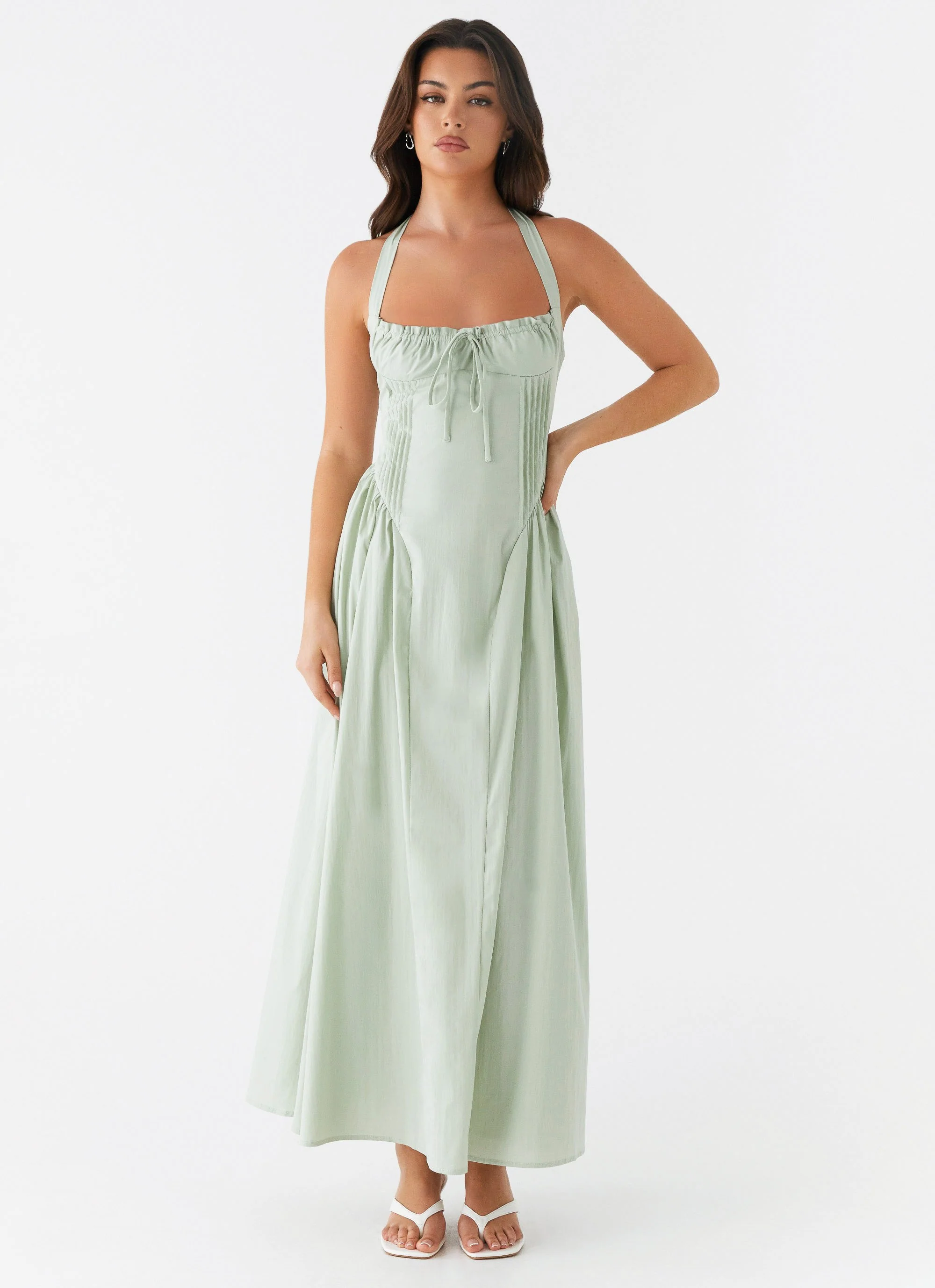 Olenna Halterneck Midi Dress - Sage - Image 6