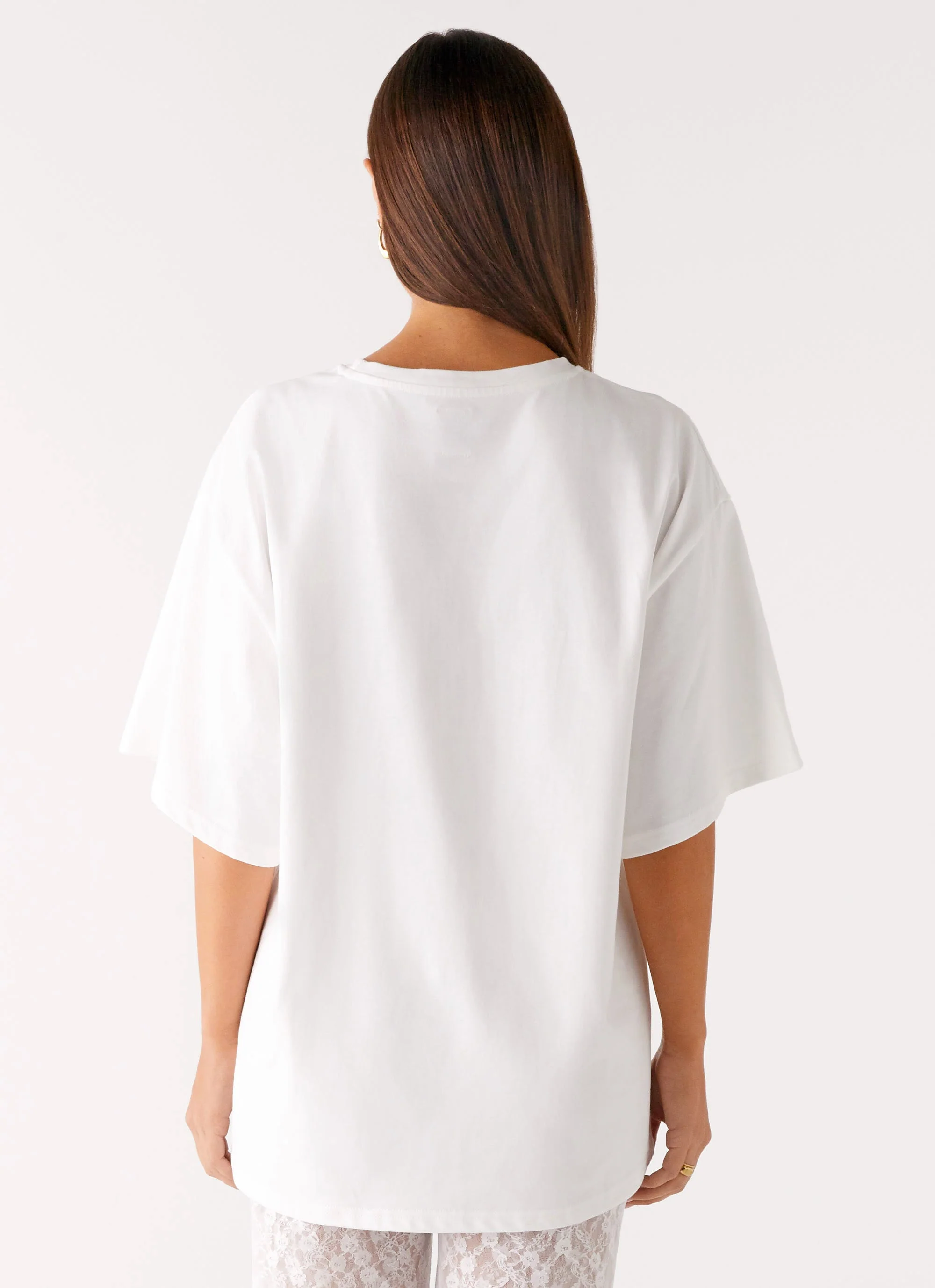 Olive Oversized Tee - White - Image 5