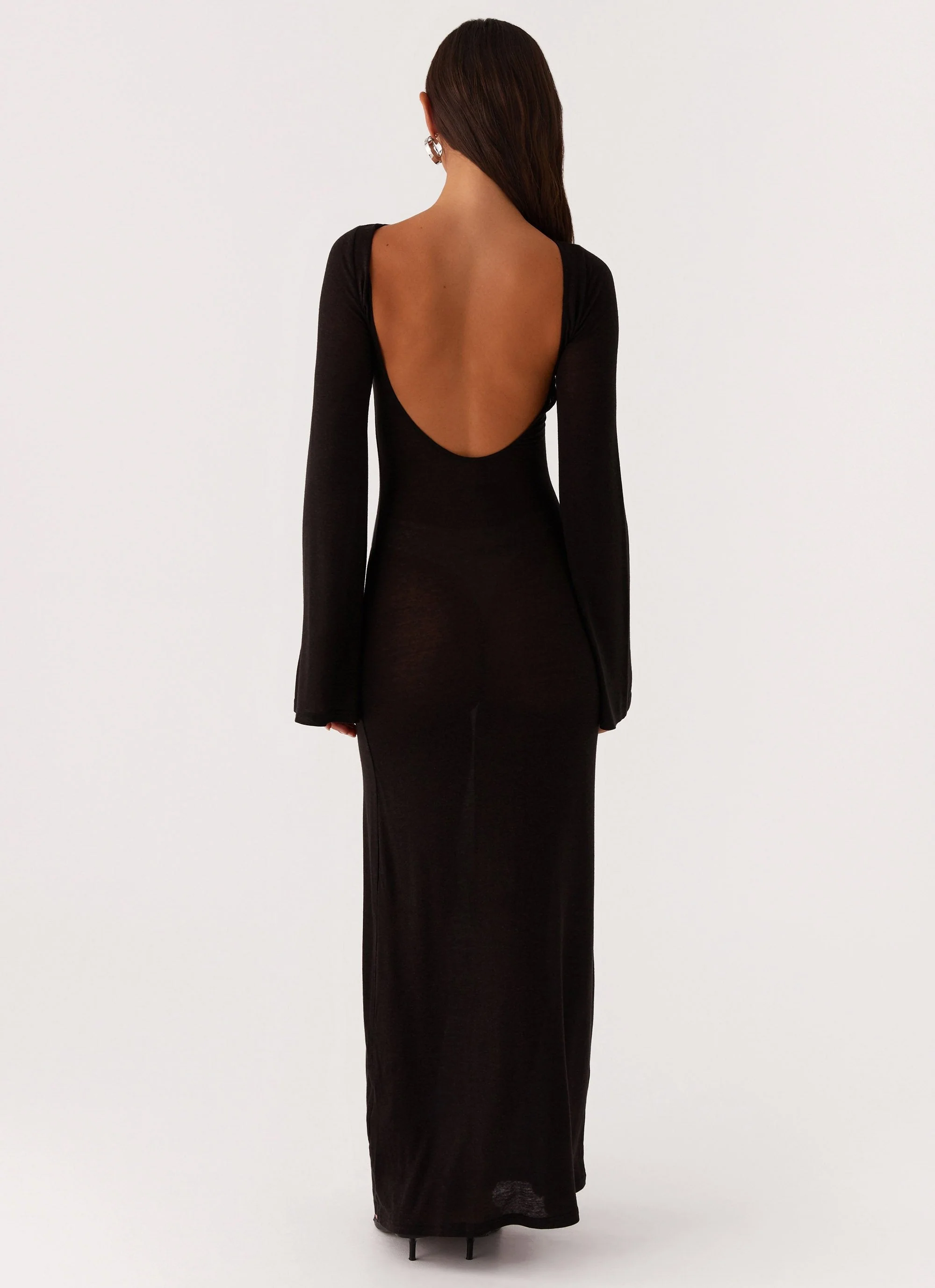 Olivia Long Sleeve Maxi Dress - Black - Image 2