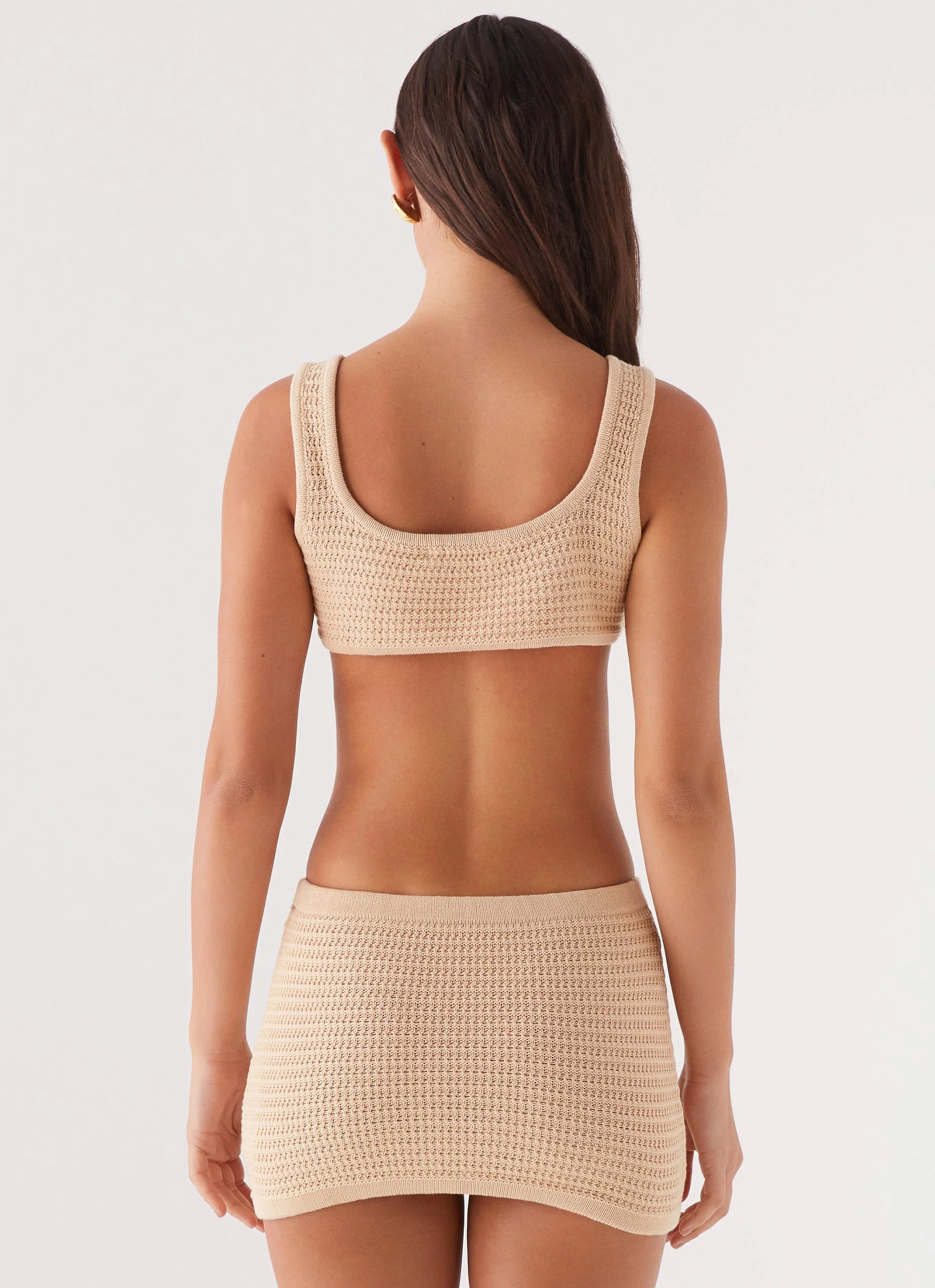 One Kiss Crochet Mini Dress - Sand - Image 5