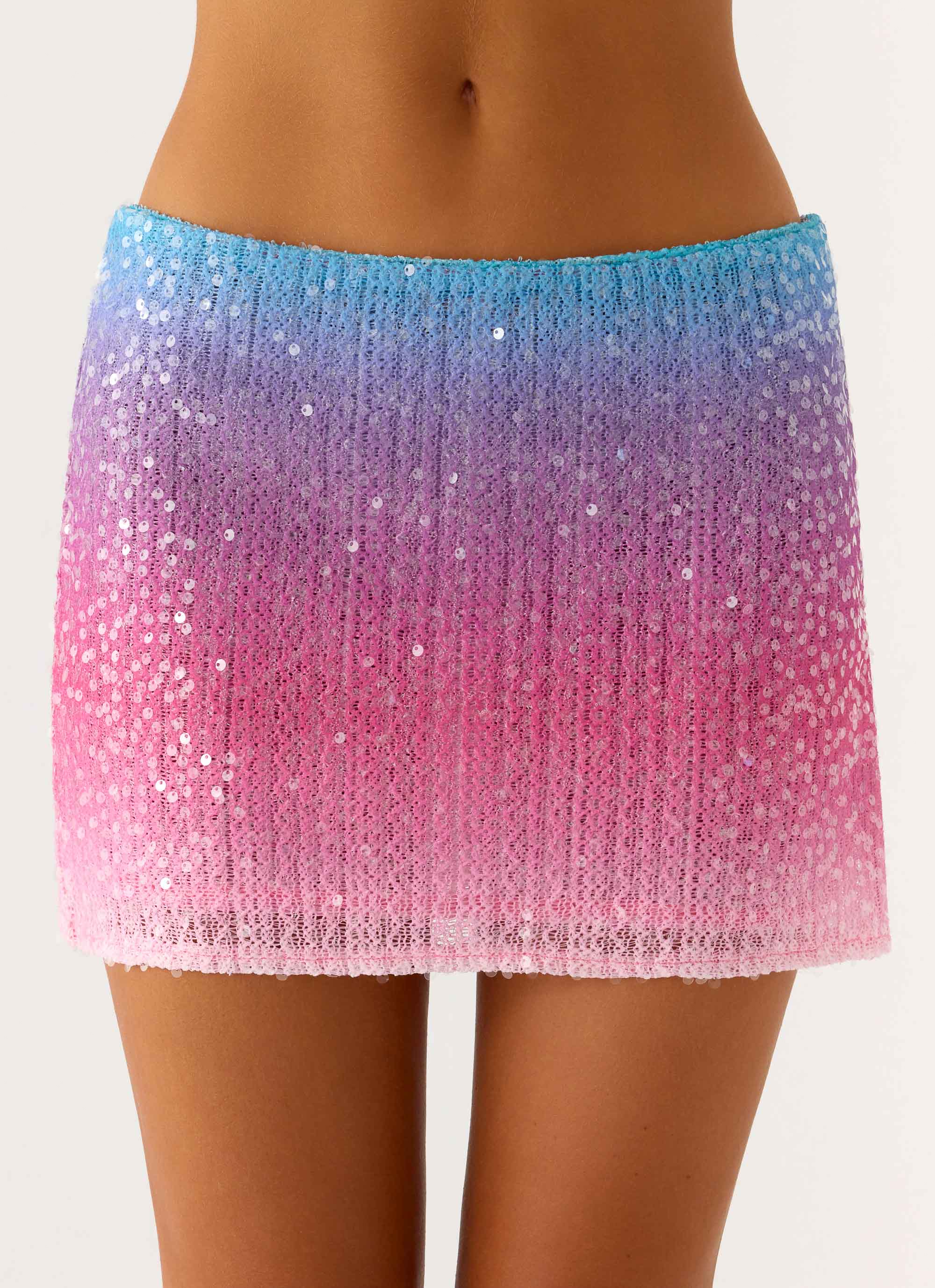 One More Time Sequin Knit Mini Skirt - Disco Ombre - Image 6