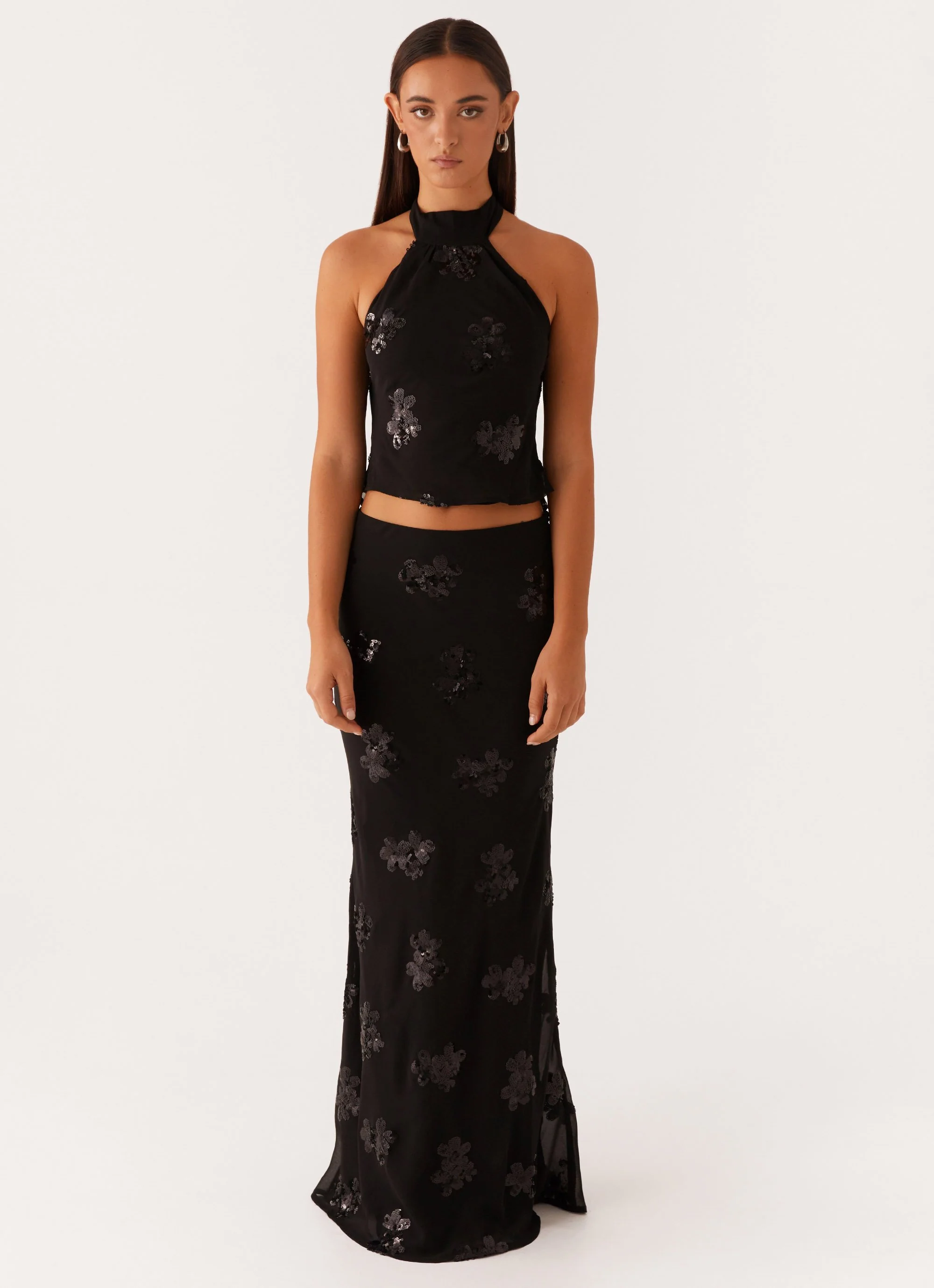 Only Girl Sequin Maxi Skirt - Black - Image 2