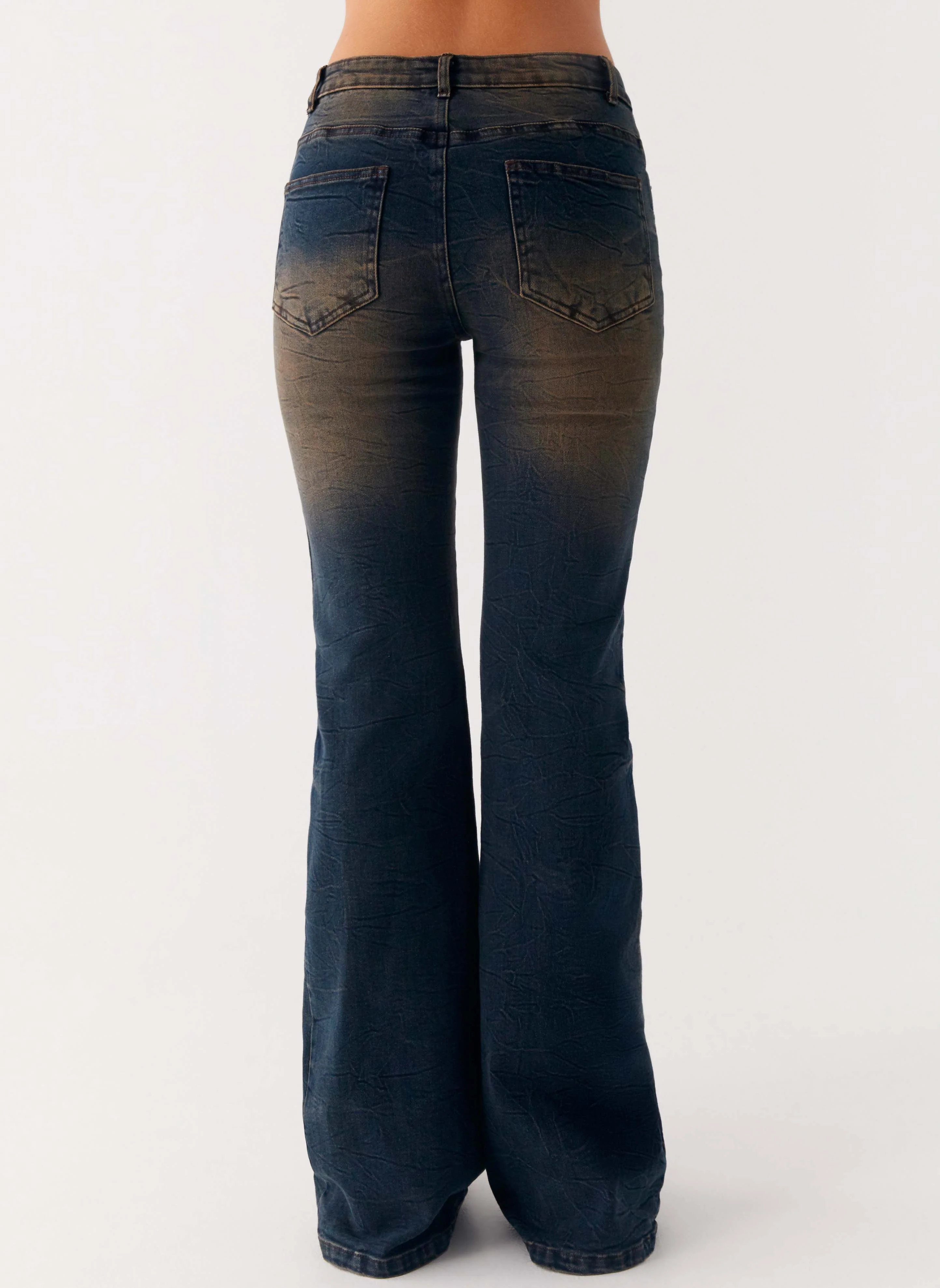 Oregon Flared Denim Jeans - Dirty Black Wash - Image 5