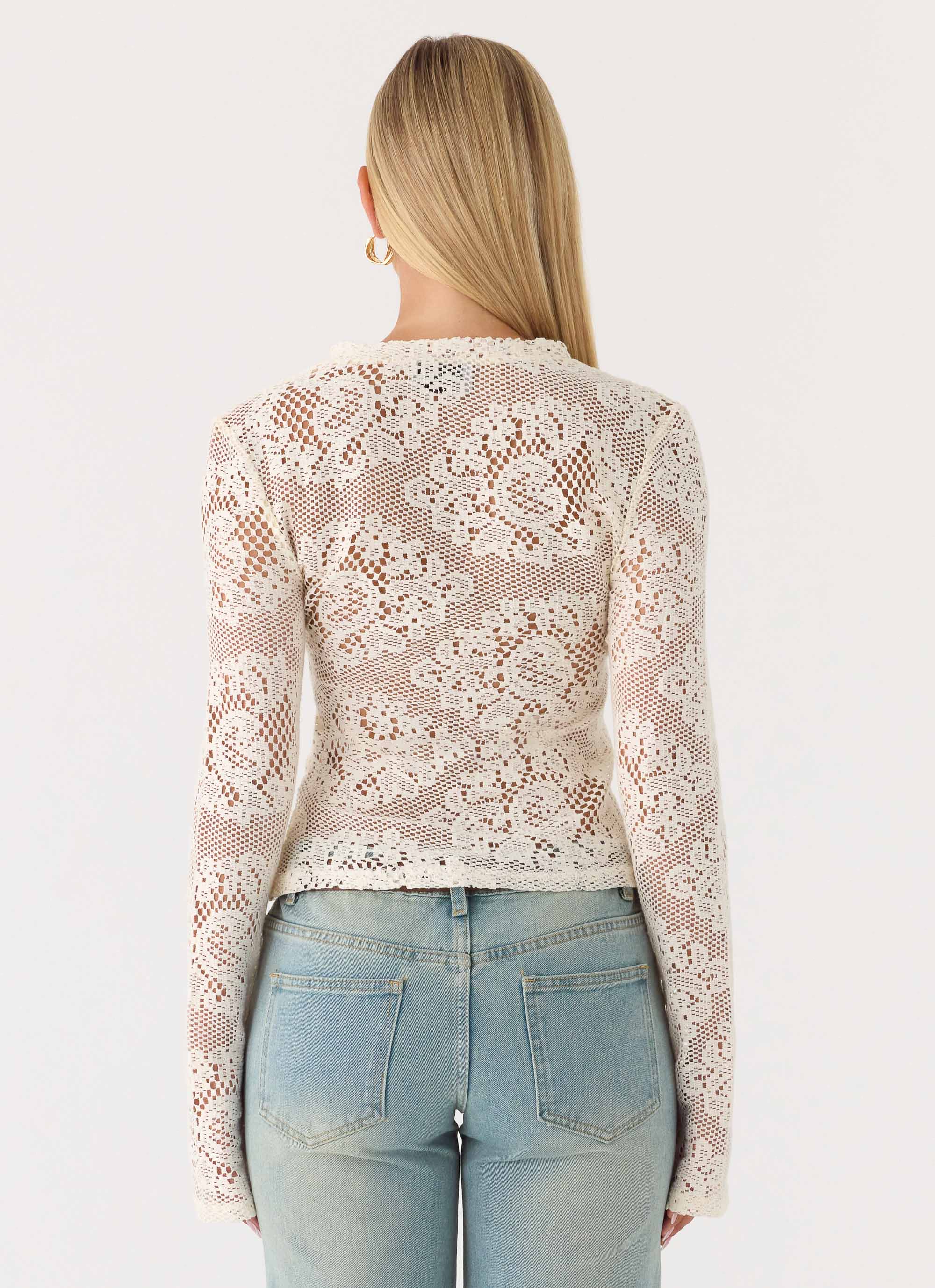 Orellia Long Sleeve Top - Ivory - Image 3