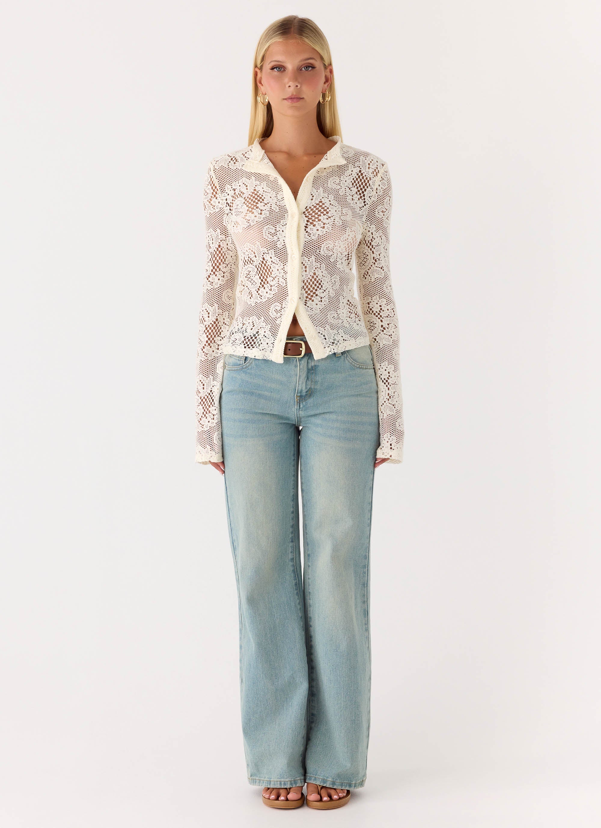 Orellia Long Sleeve Top - Ivory - Image 4