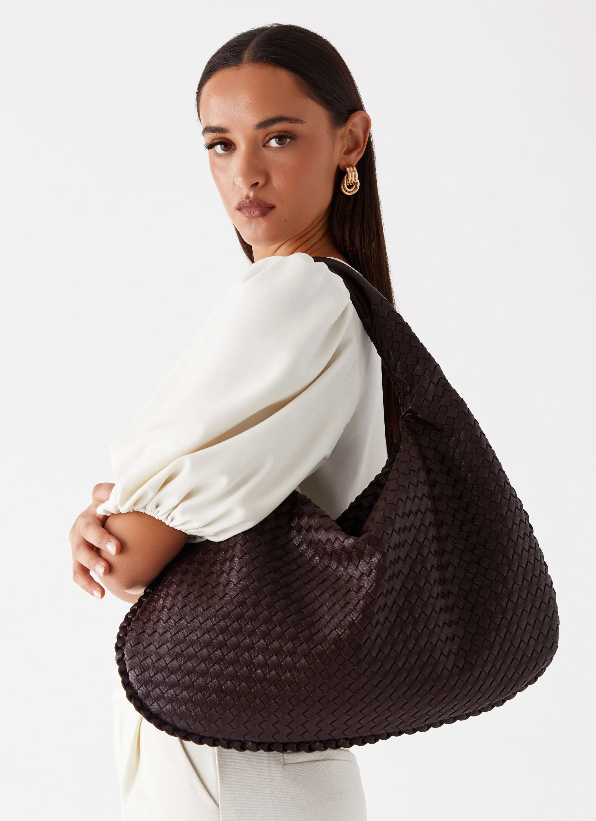 Oriona Woven Bag - Chocolate - Image 2