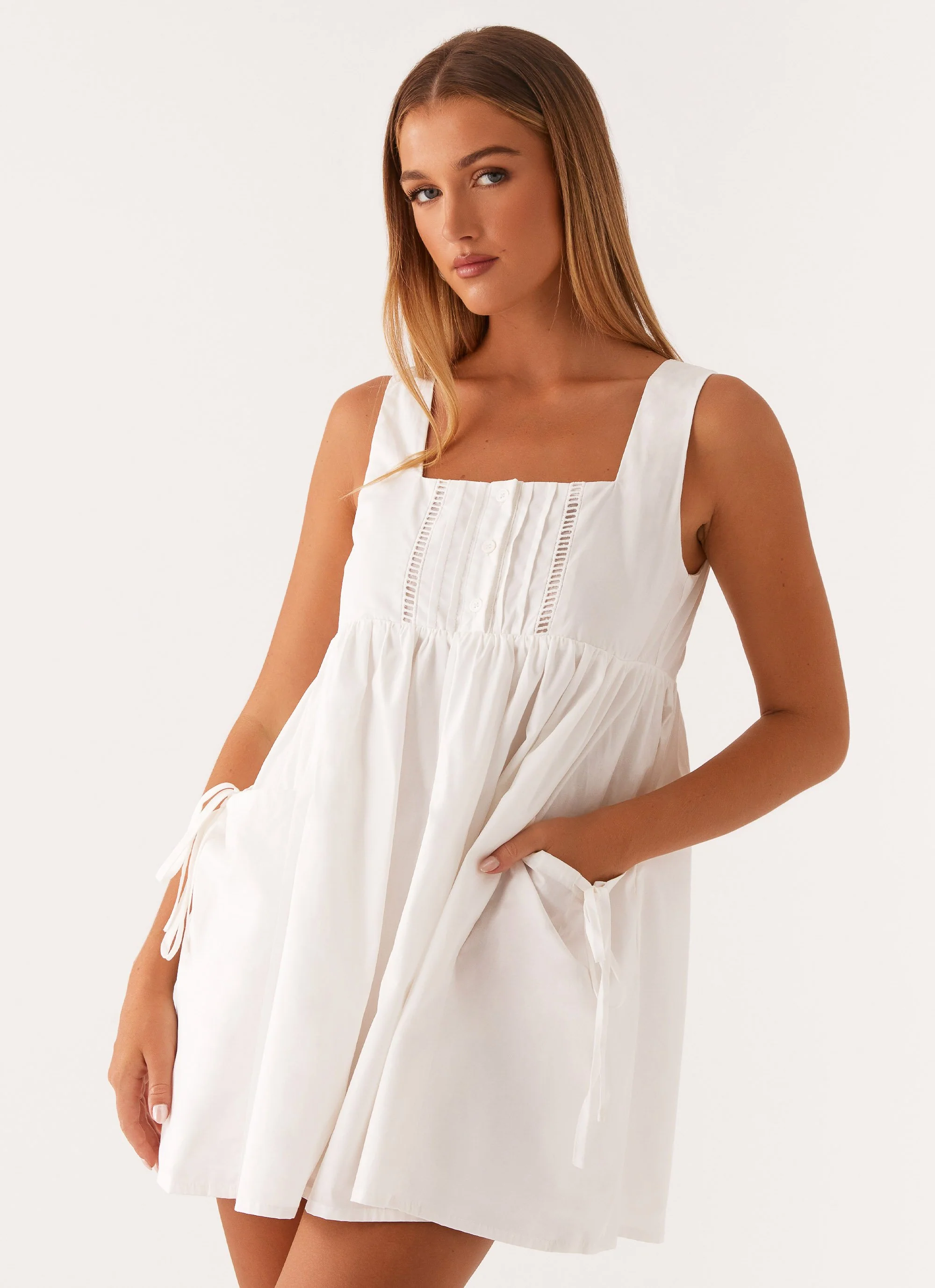 Ottoline Babydoll Mini Dress - White - Image 5