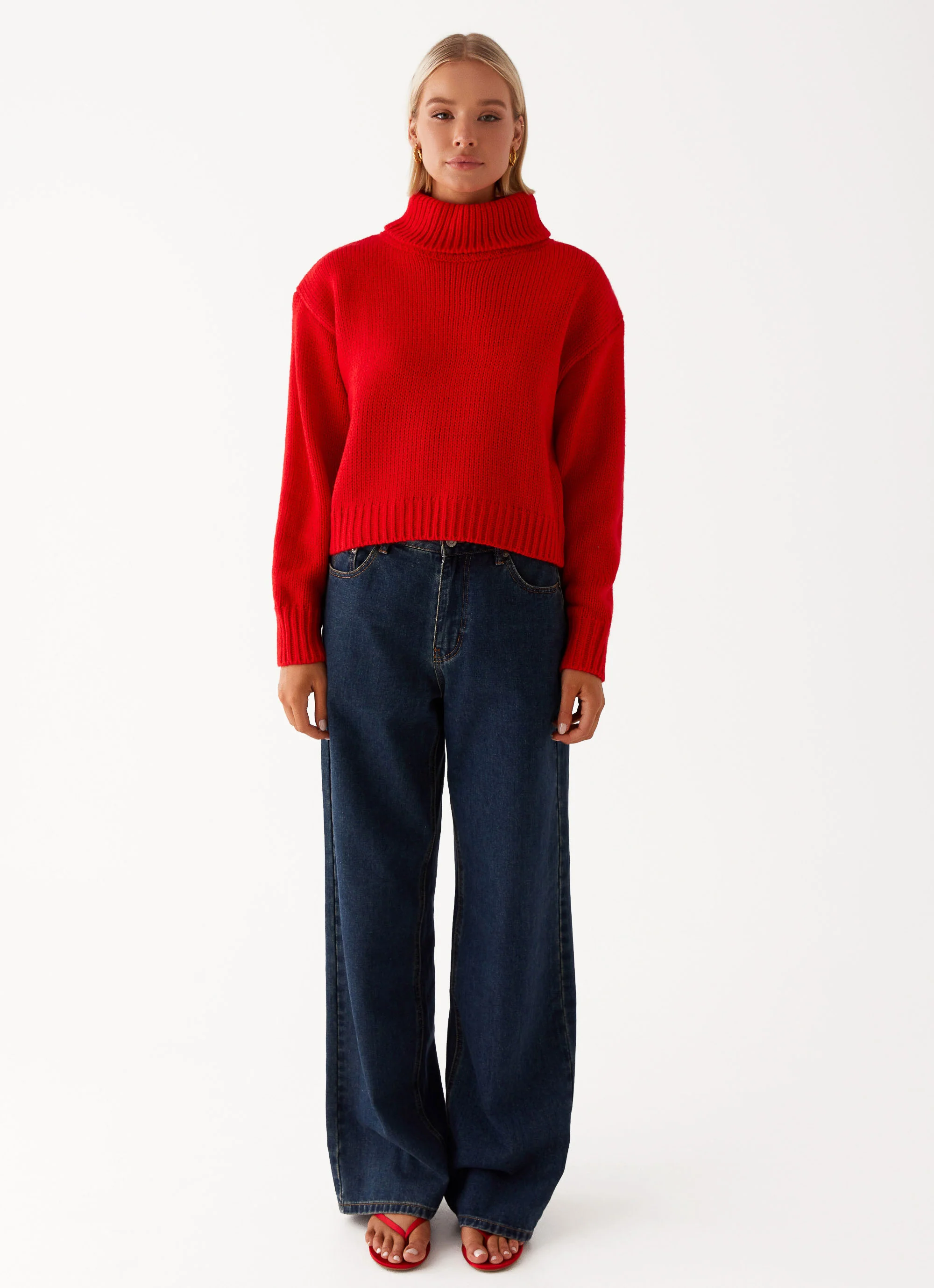 Paint The Town Red Oversized Knit Jumper - Red - Image 2