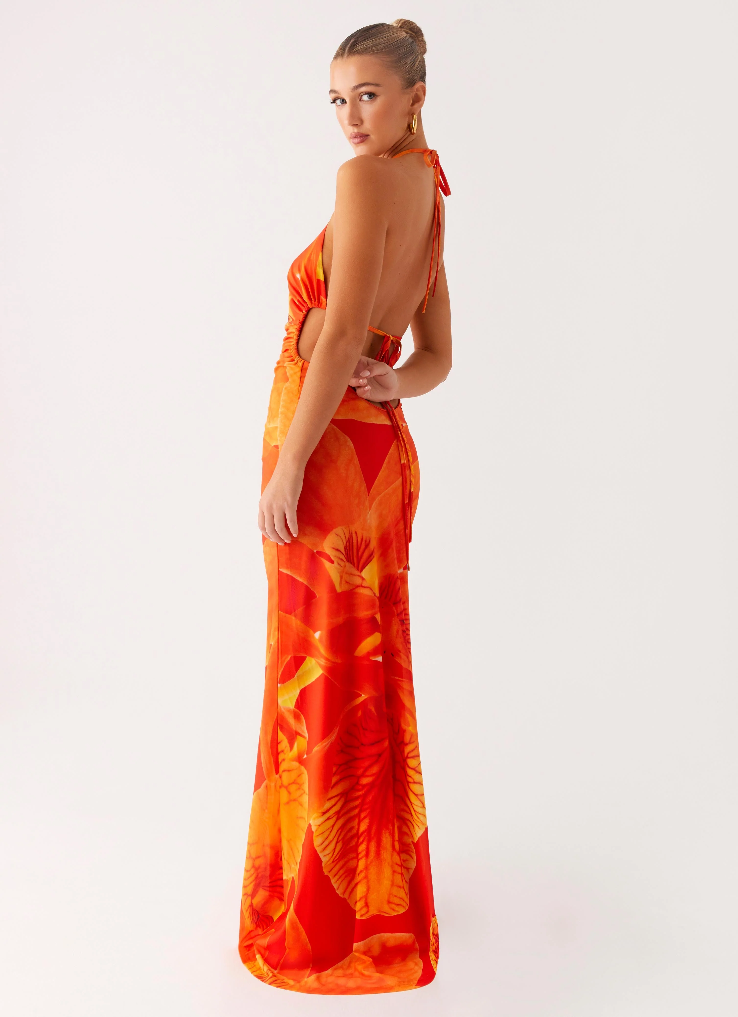 Palawan Mesh Maxi Dress - Orange Floral - Image 6