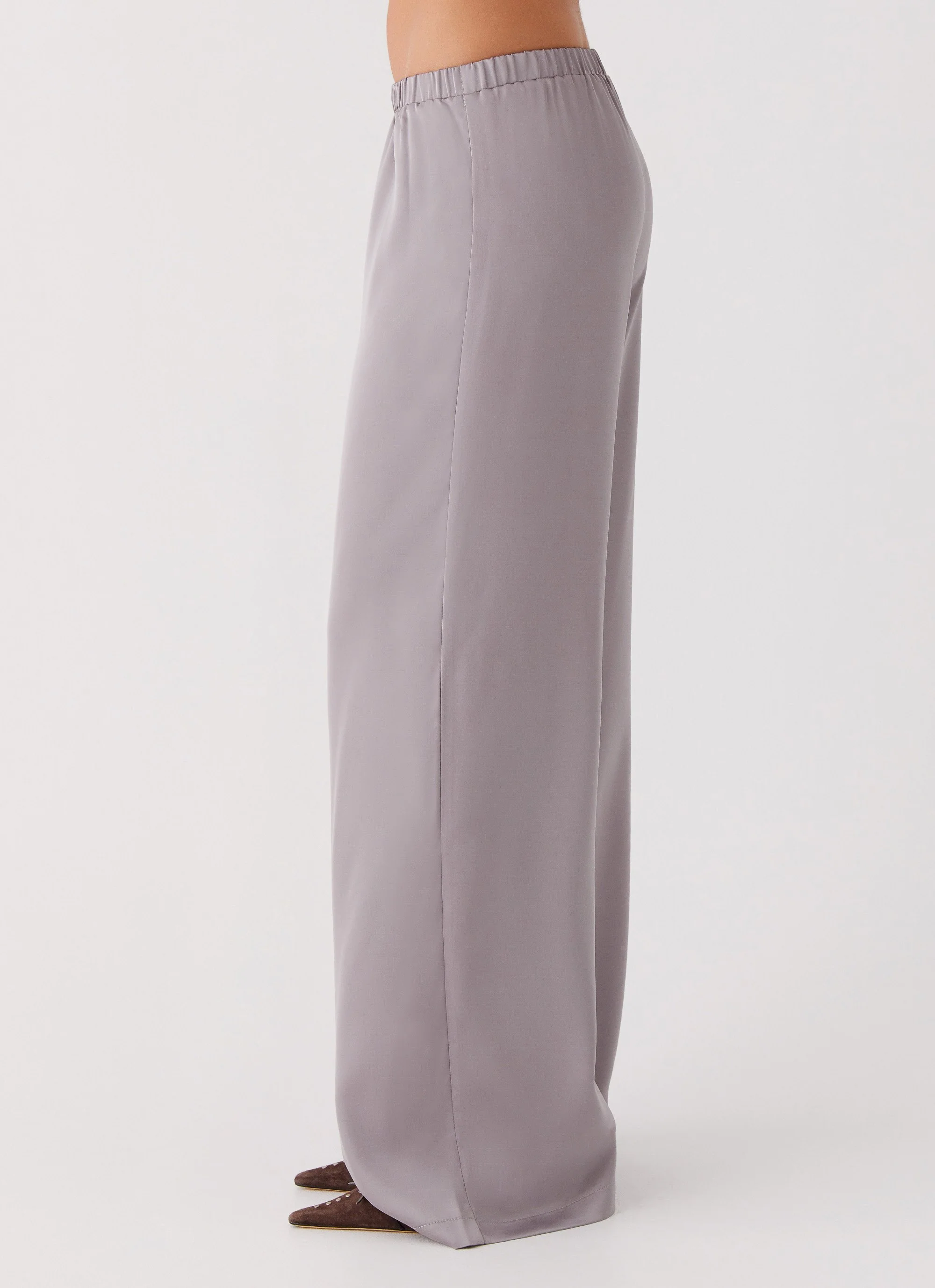 Palm Cove Satin Pants - Grey - Image 3