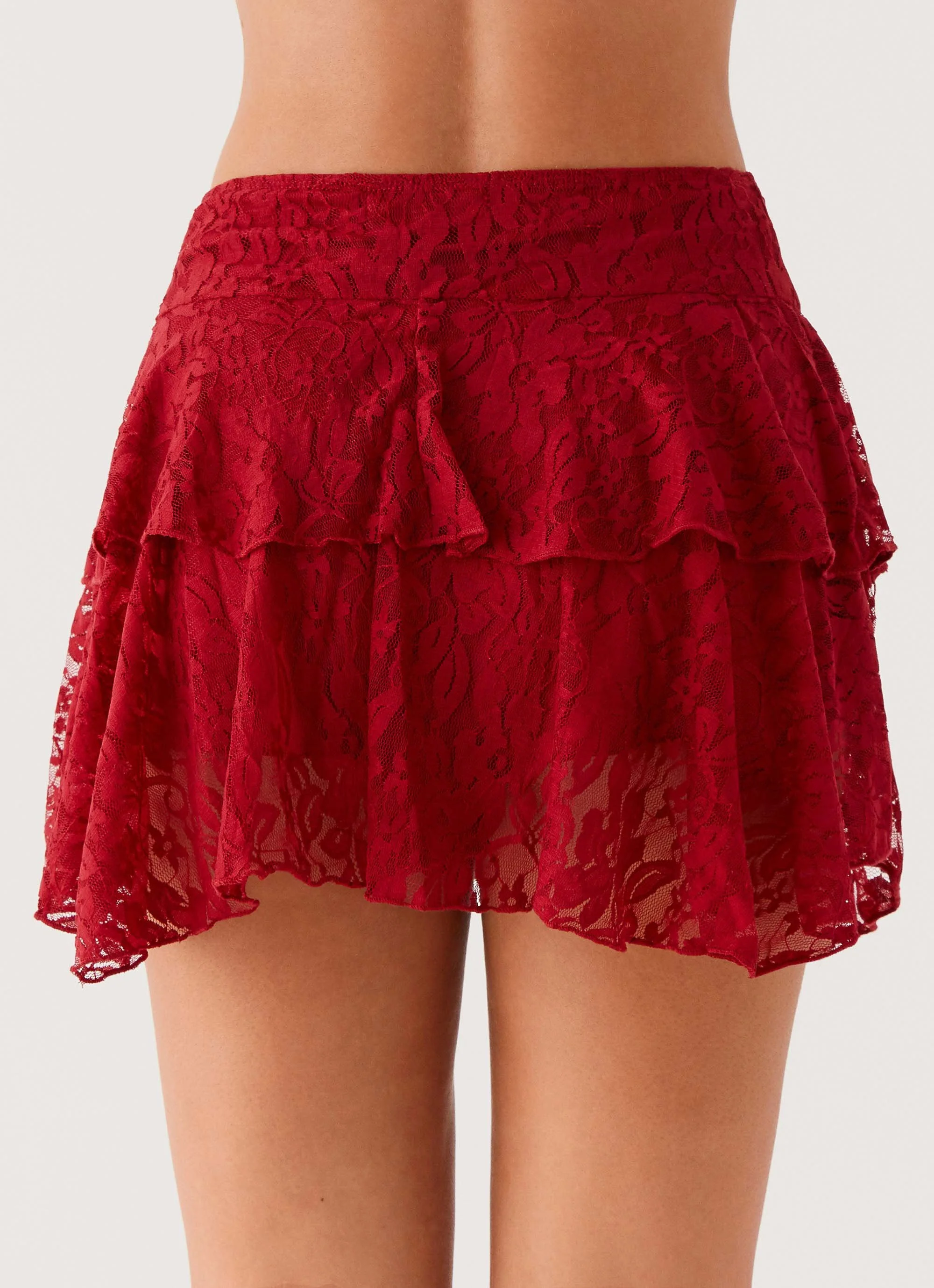 Party All Night Frill Mini Skirt - Maroon - Image 4