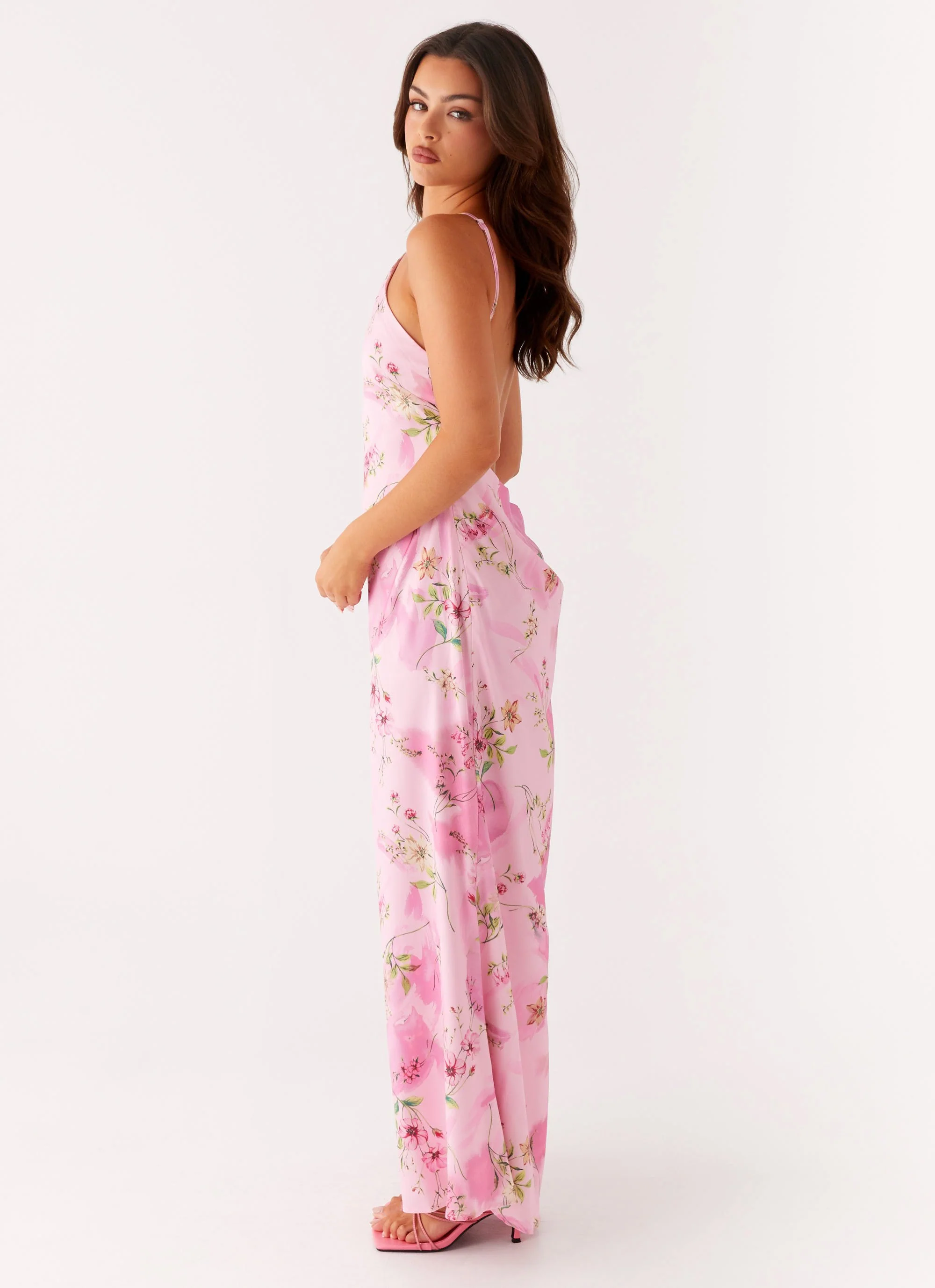 Pascal Maxi Dress - Pink Floral Print - Image 3
