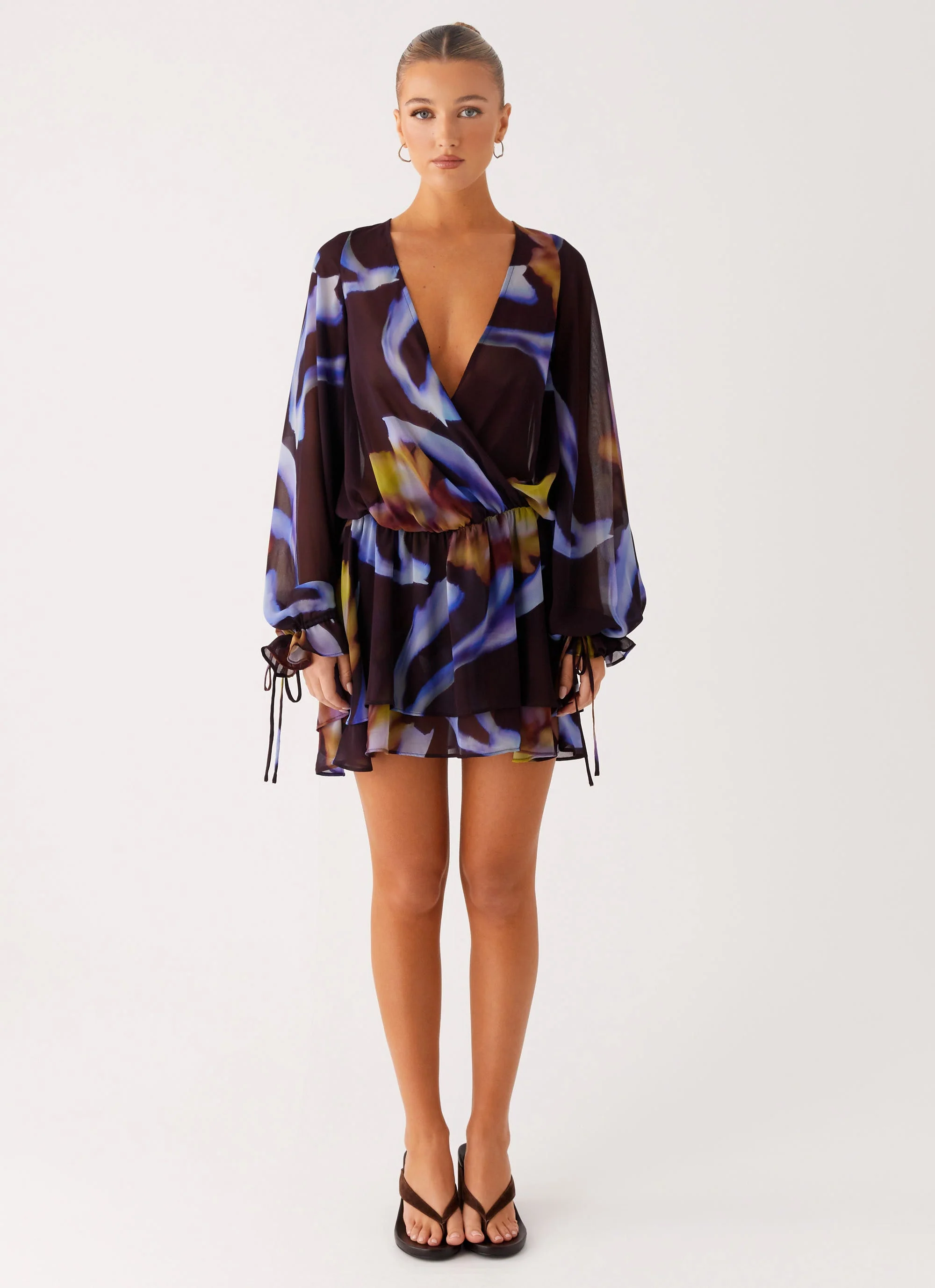 Passion Long Sleeve Mini Dress - Dark Floral - Image 3