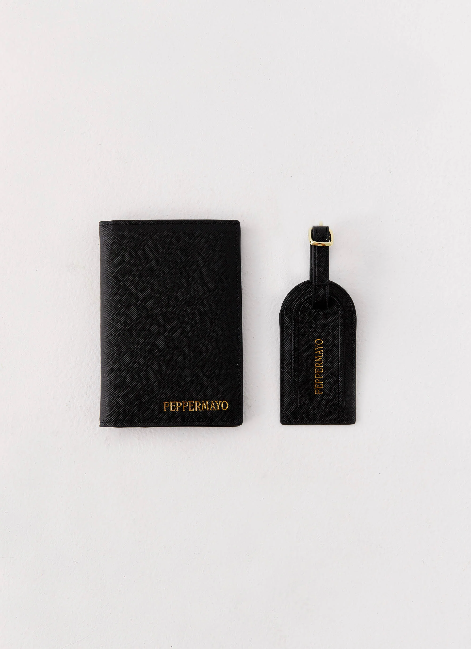 Passport Holder & Luggage Tag Set - Black