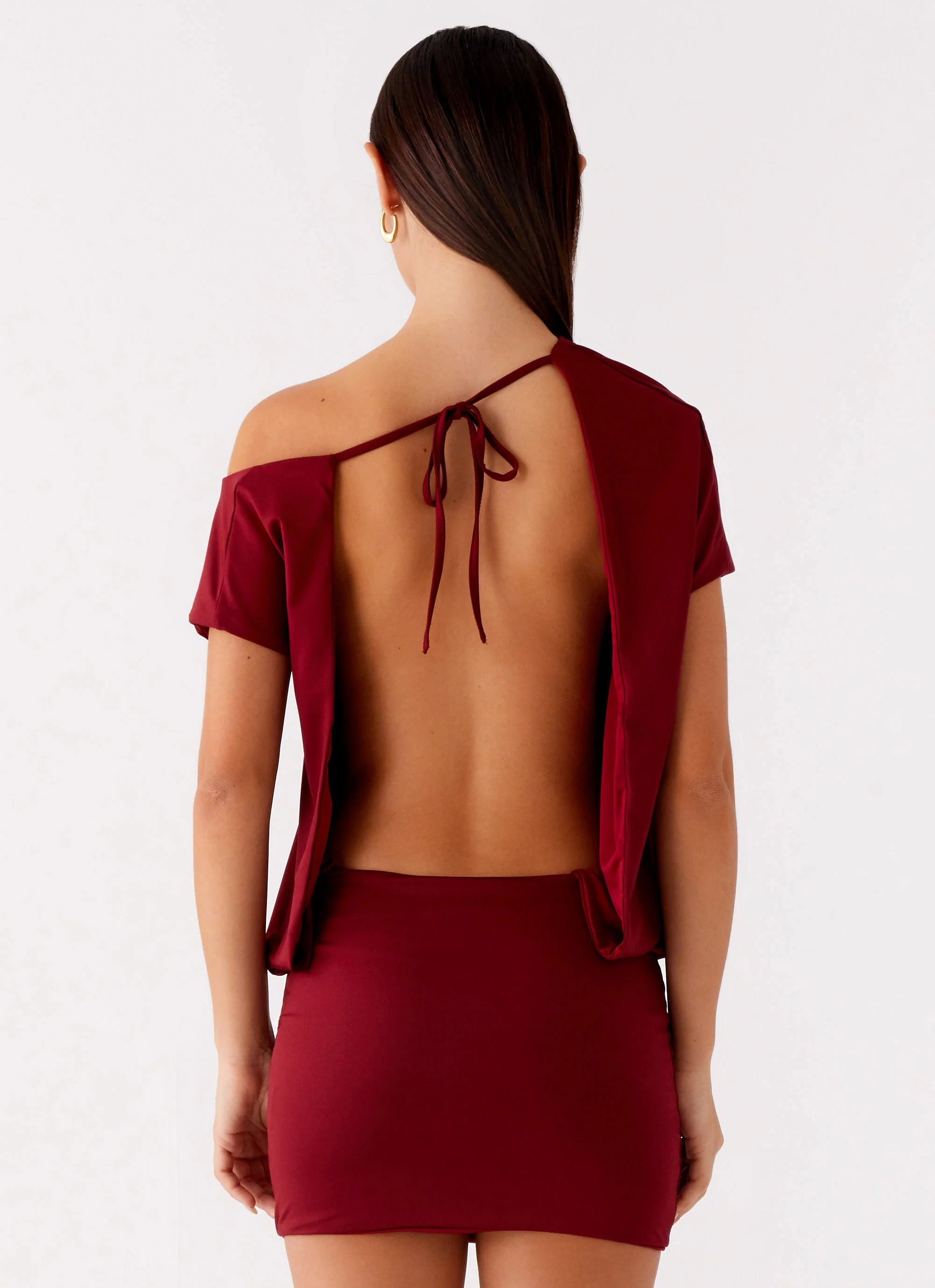 Paulie Mini Dress - Maroon - Image 3