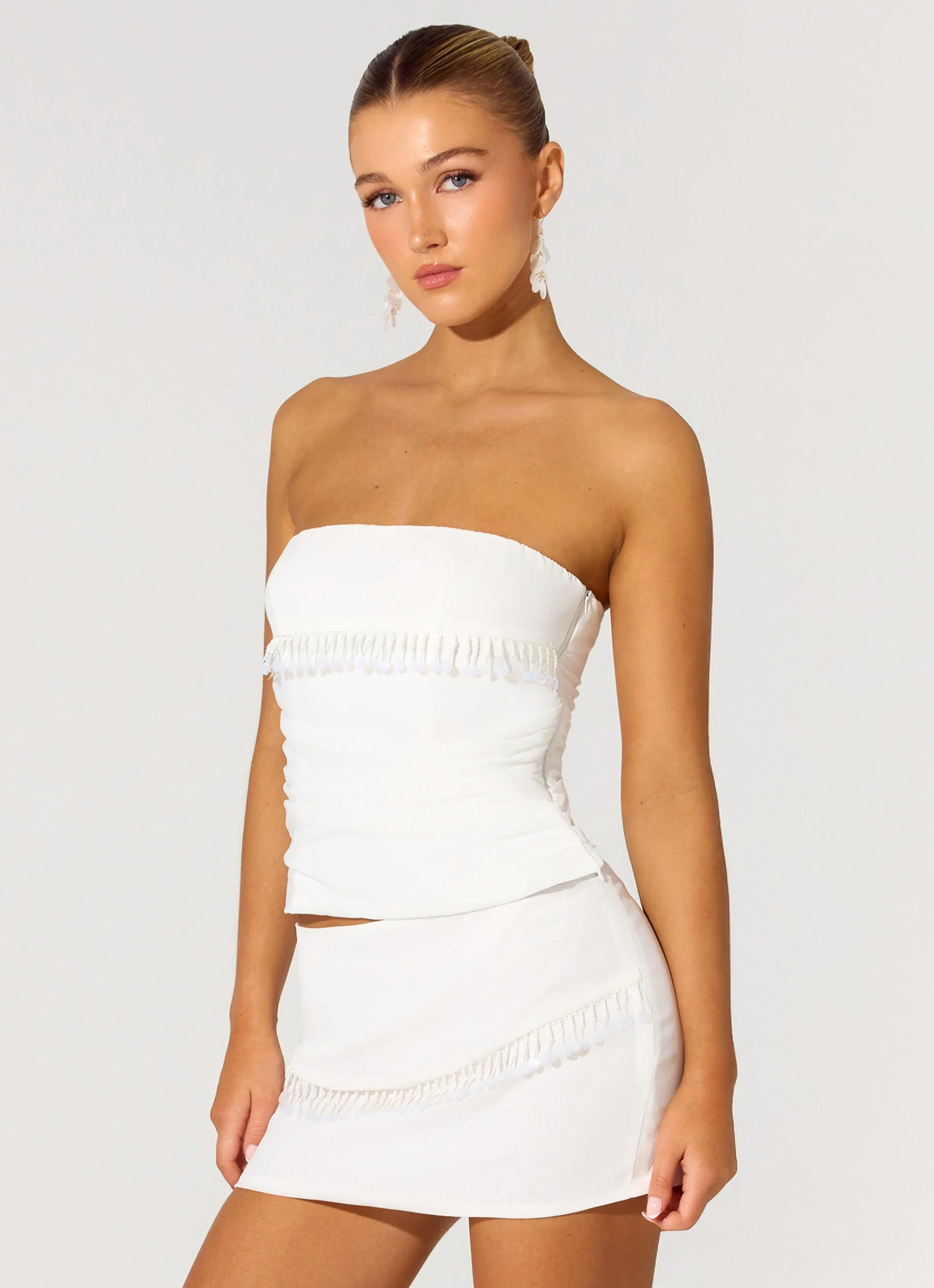 Perfect Celebrity Beaded Top - White - Image 5