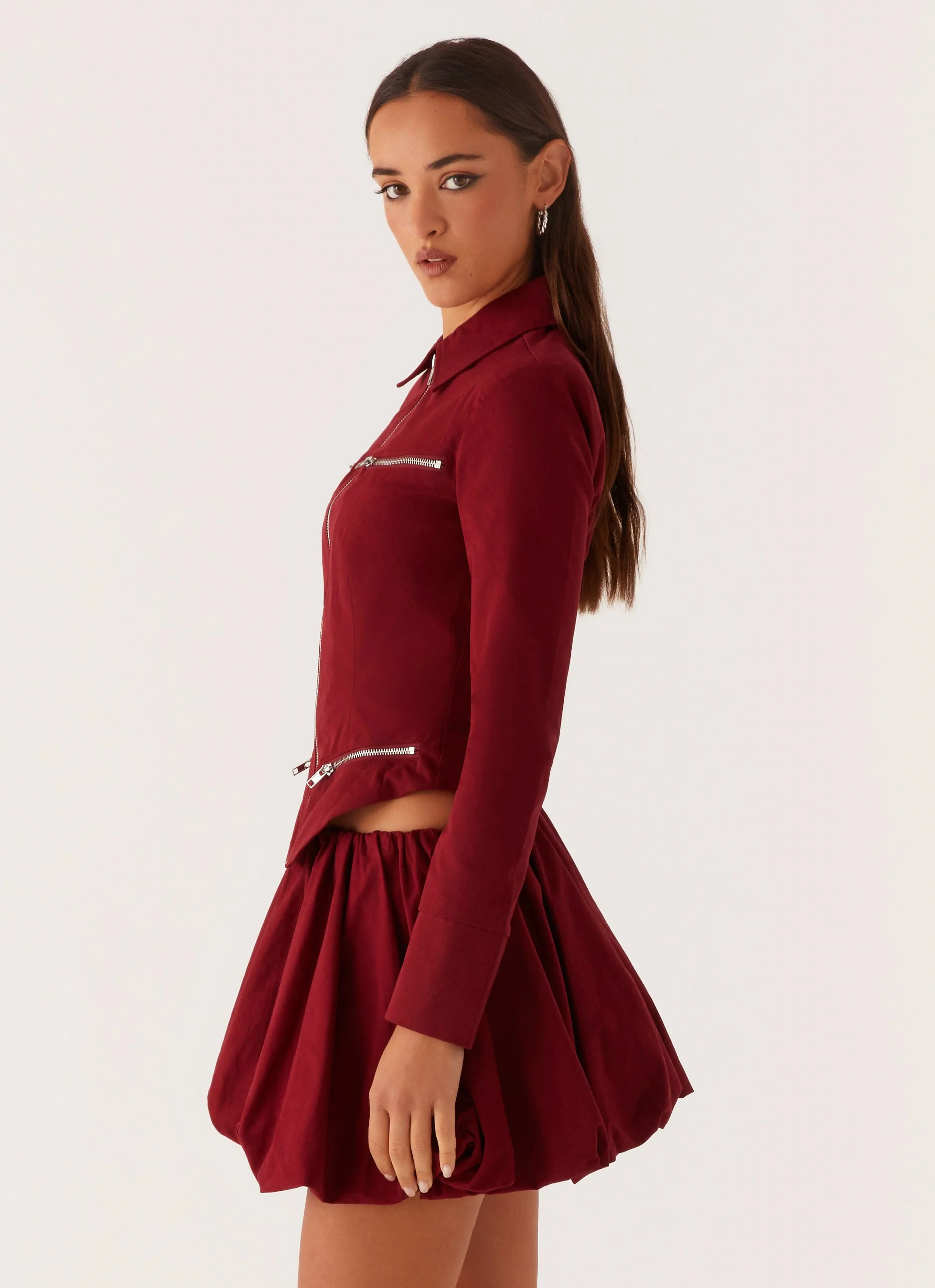 Petra Fitted Zip Top - Mulberry - Image 3