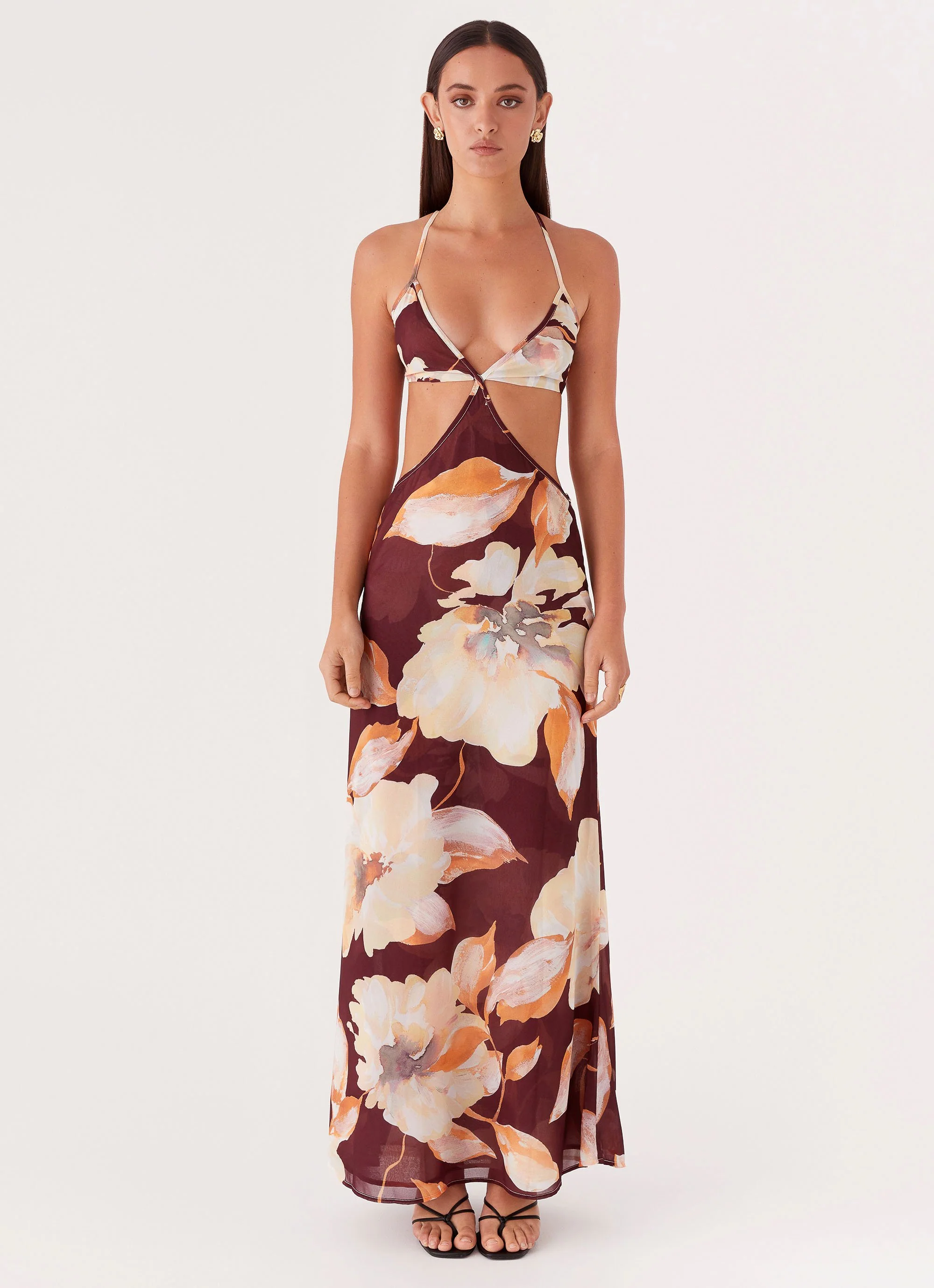Primrose Daydream Maxi Dress - Brown Floral - Image 3