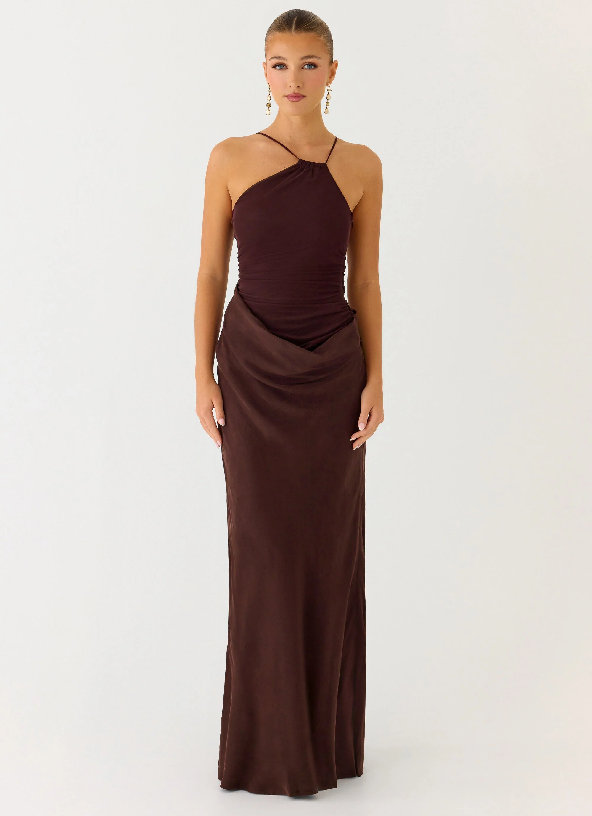 Pristin Cupro Maxi Dress - Cool Chocolate - Image 4