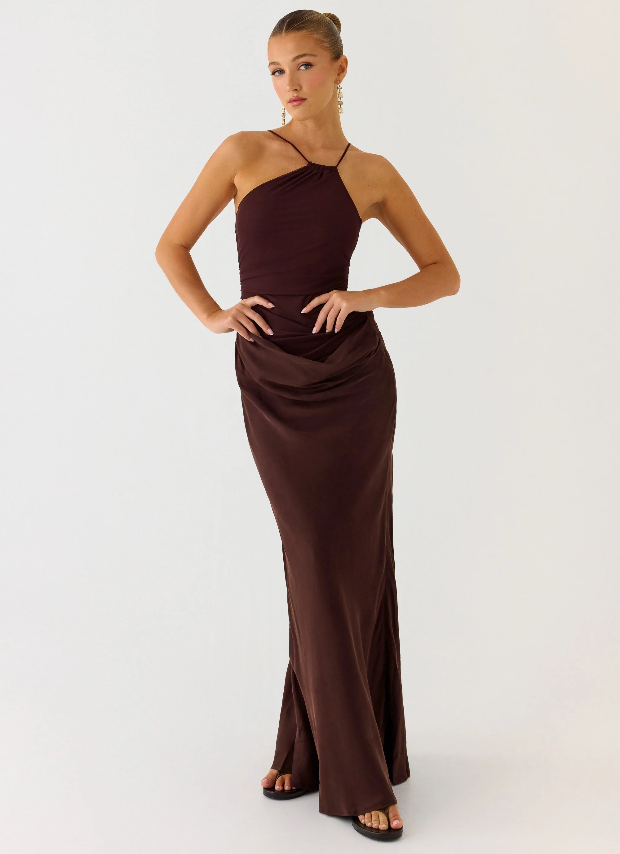 Pristin Cupro Maxi Dress - Cool Chocolate - Image 5