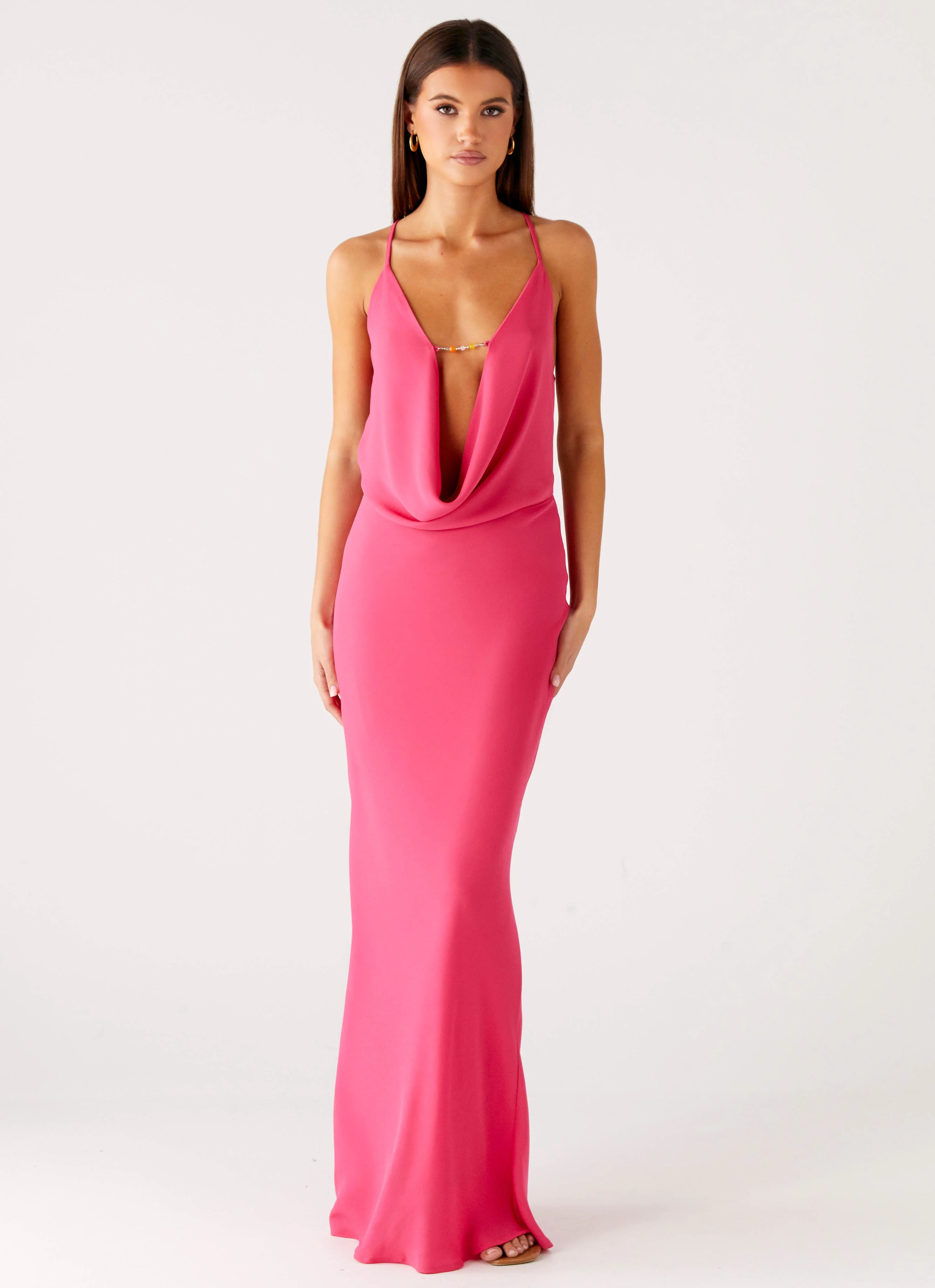 Pure Heart Cowl Maxi Dress - Fuchsia - Image 6