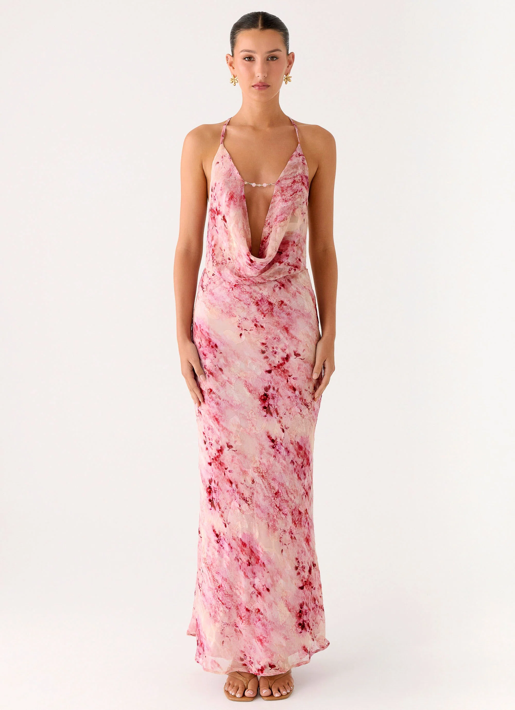 Pure Heart Cowl Maxi Dress - Pink - Image 5