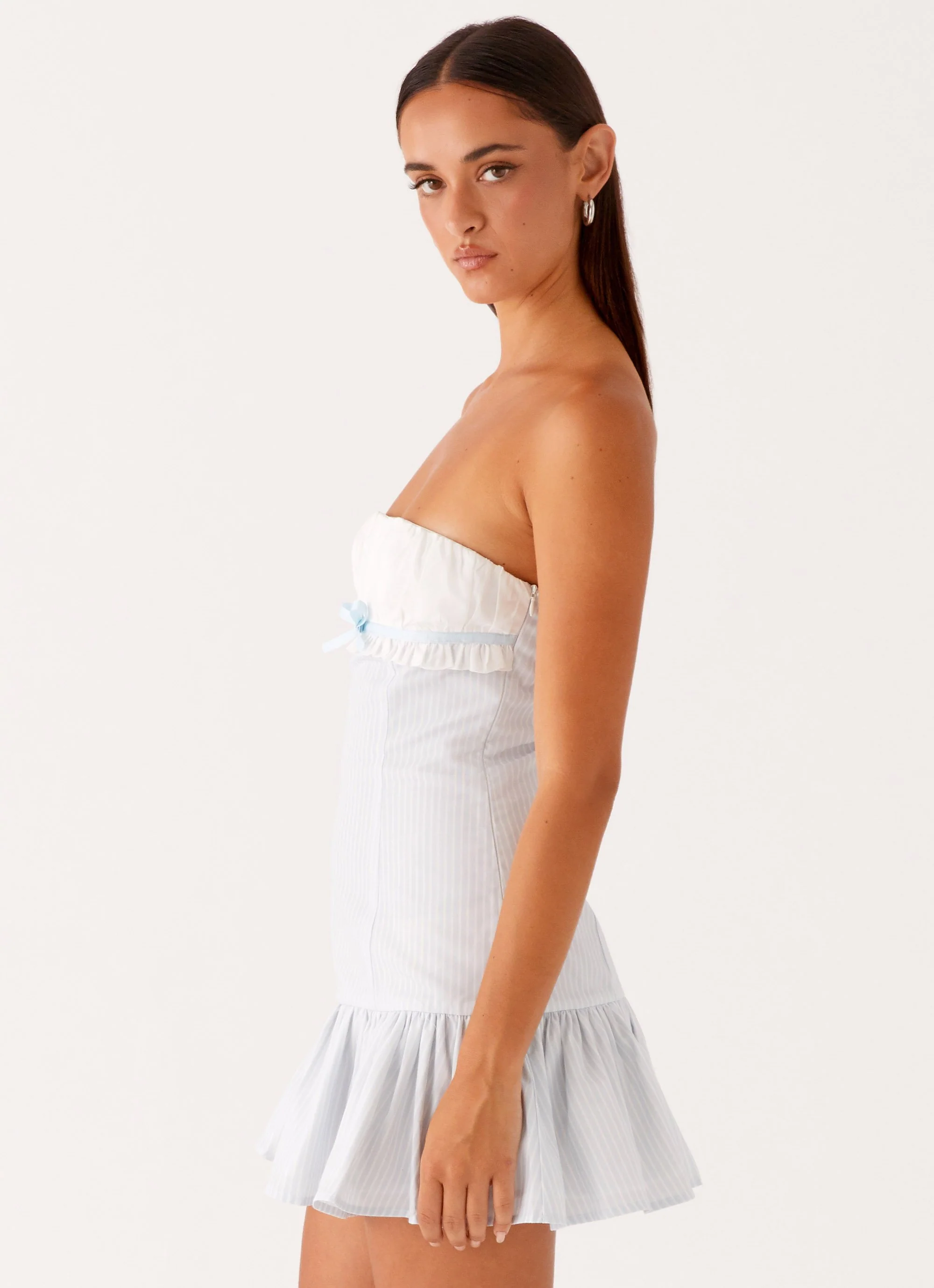 Purpose Mini Dress - Blue White Stripe - Image 3
