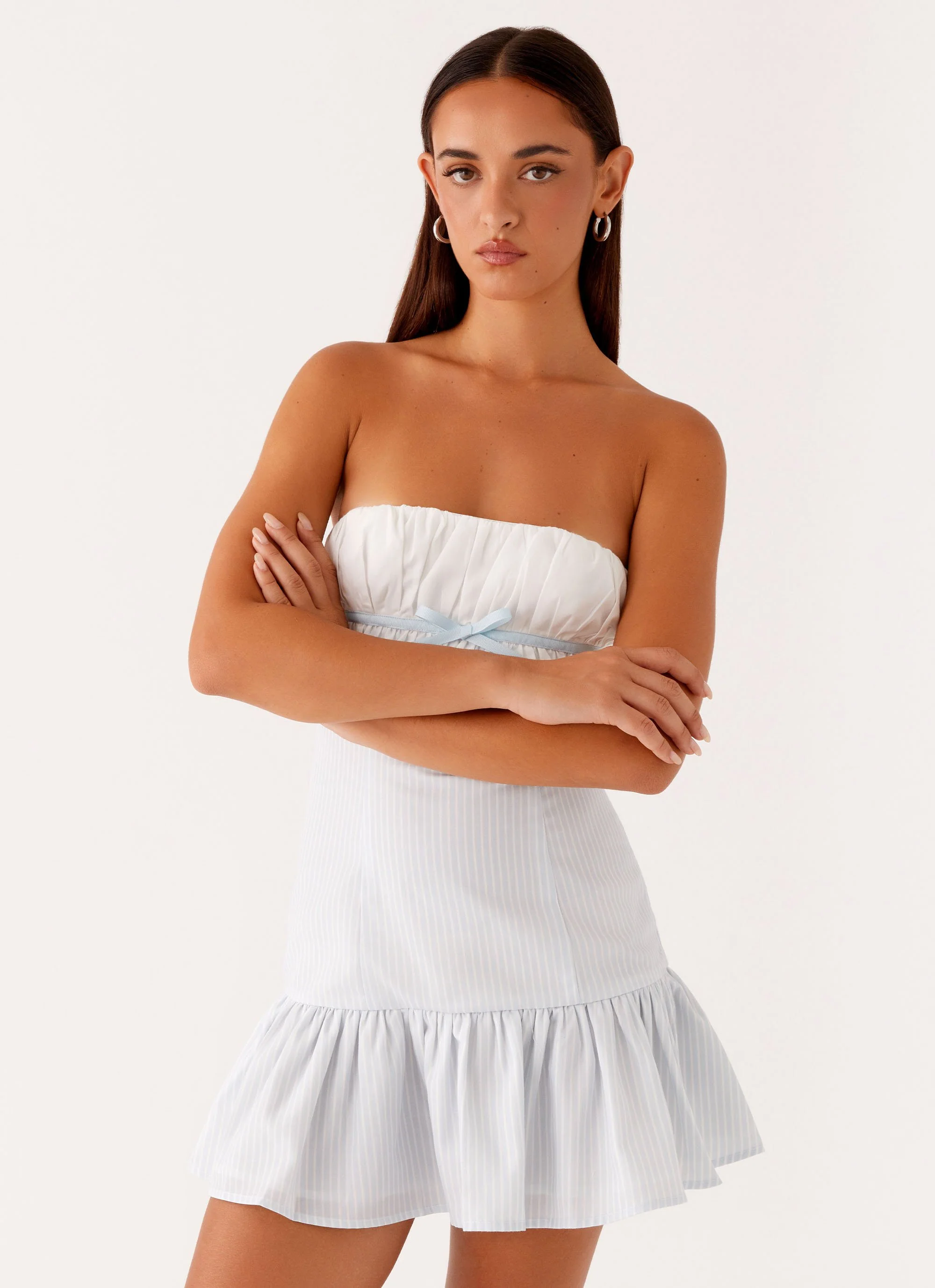 Purpose Mini Dress - Blue White Stripe - Image 5