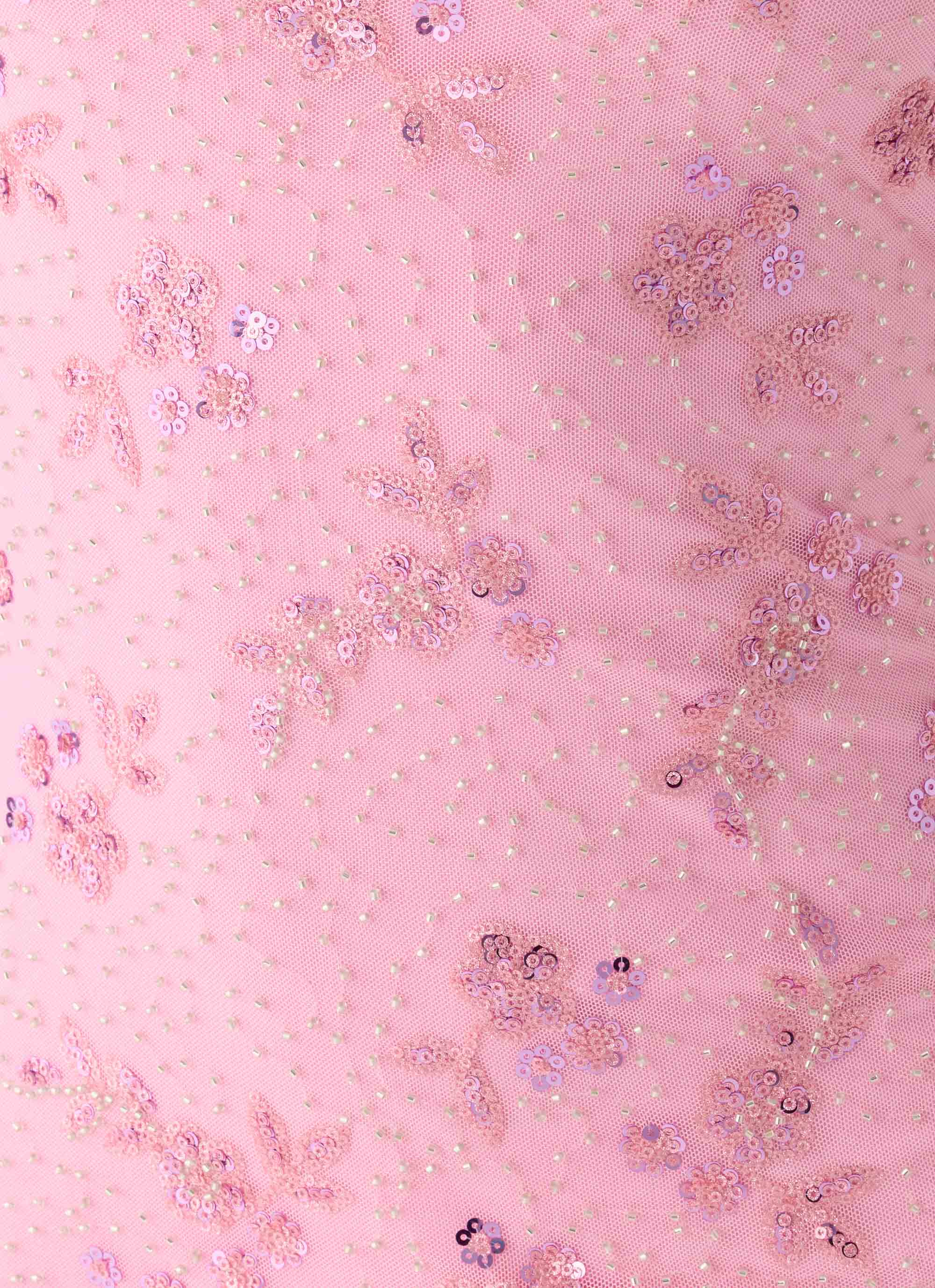 Push Back Beaded Sequin Mini Dress - Pink - Image 8